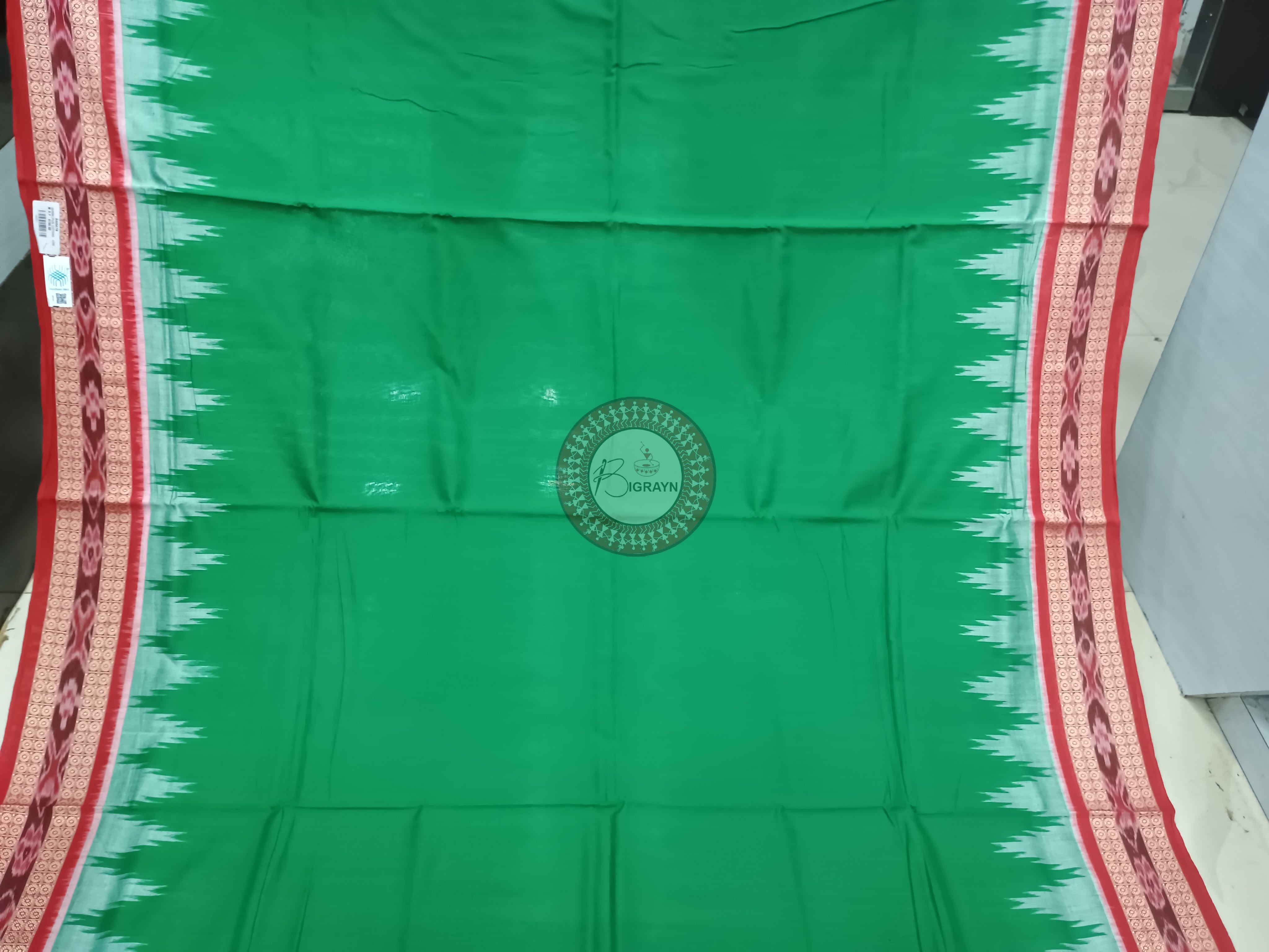 Green Maroon Handloom Sambalpuri Cotton Saree