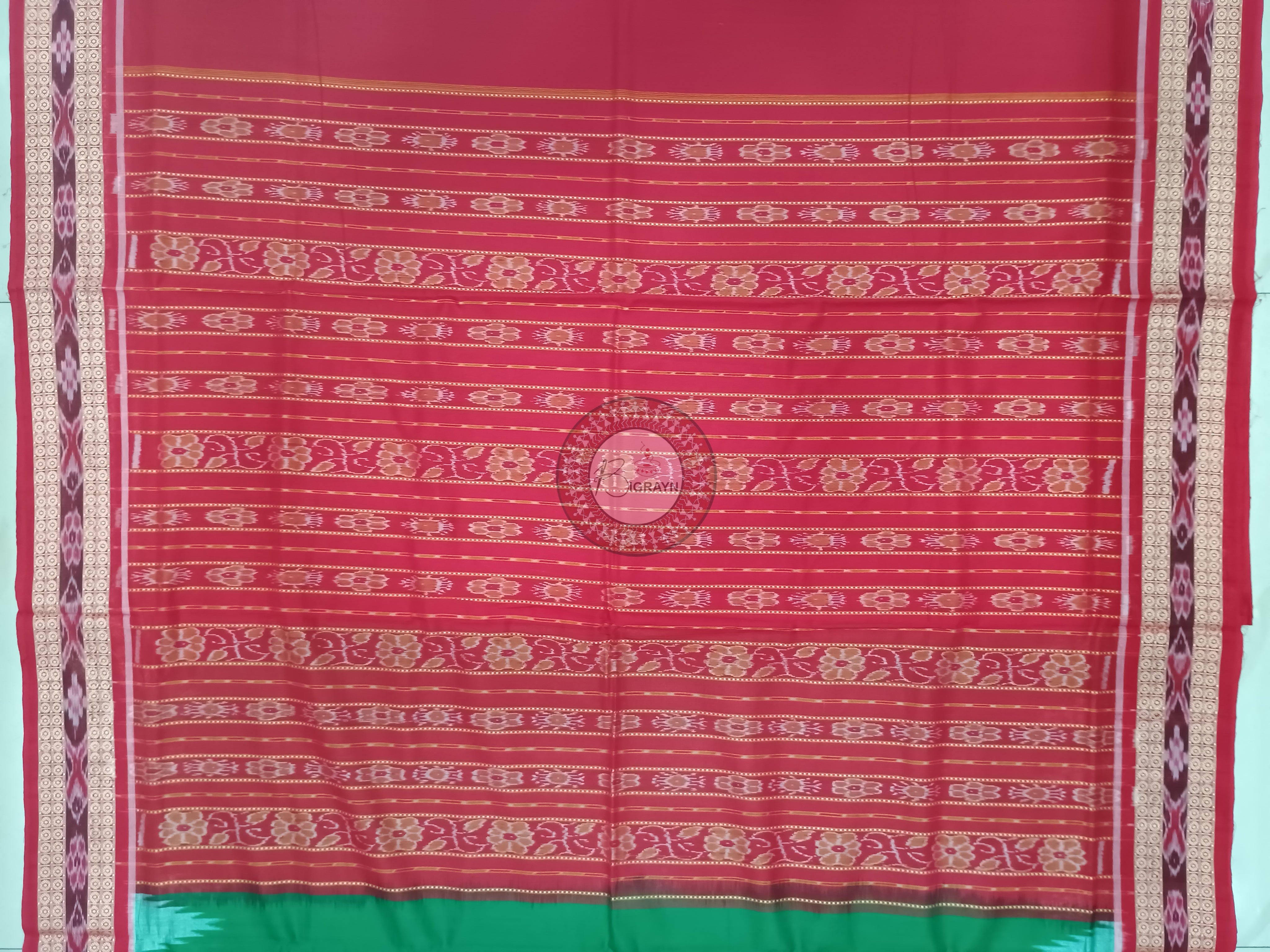 Green Maroon Handloom Sambalpuri Cotton Saree