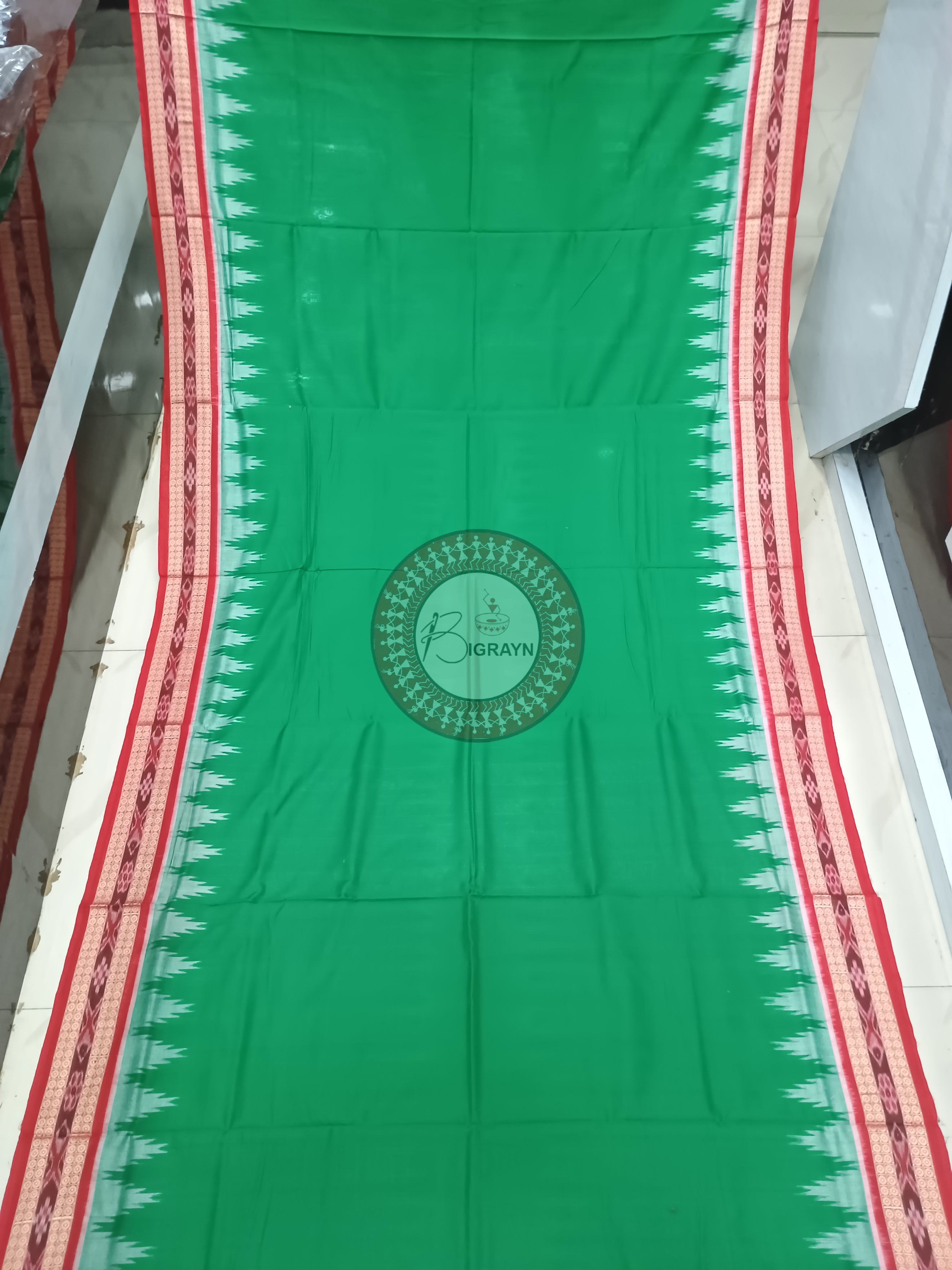 Green Maroon Handloom Sambalpuri Cotton Saree