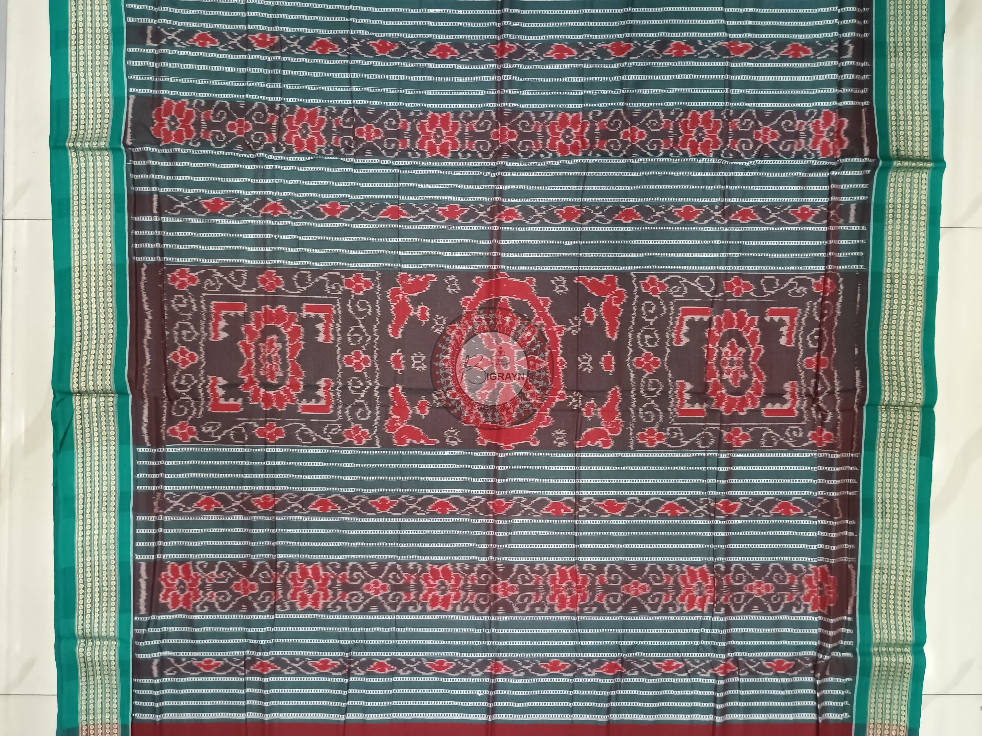 Maroon Multicolor Flower Handloom Sambalpuri Cotton Saree