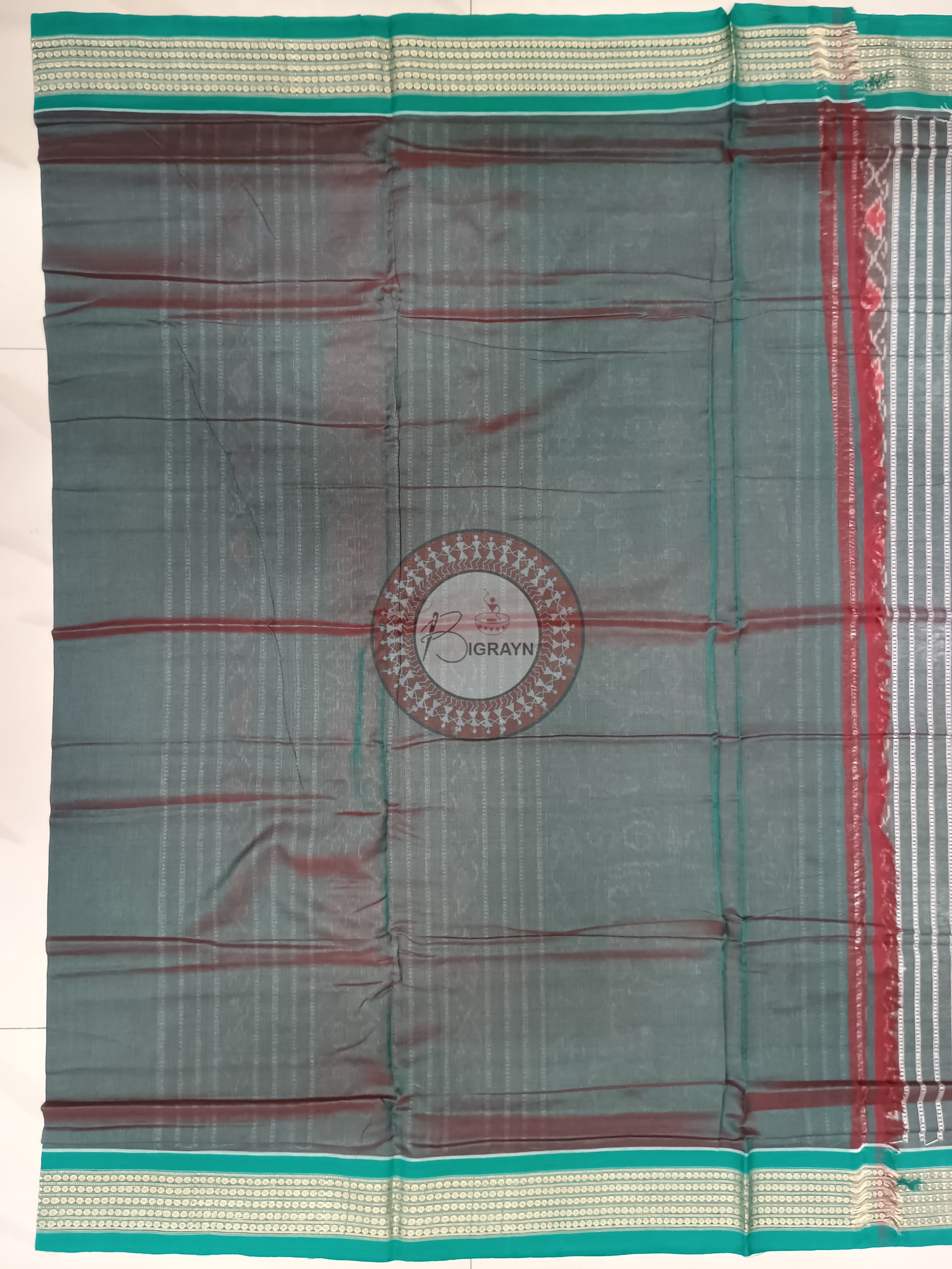 Maroon Multicolor Flower Handloom Sambalpuri Cotton Saree