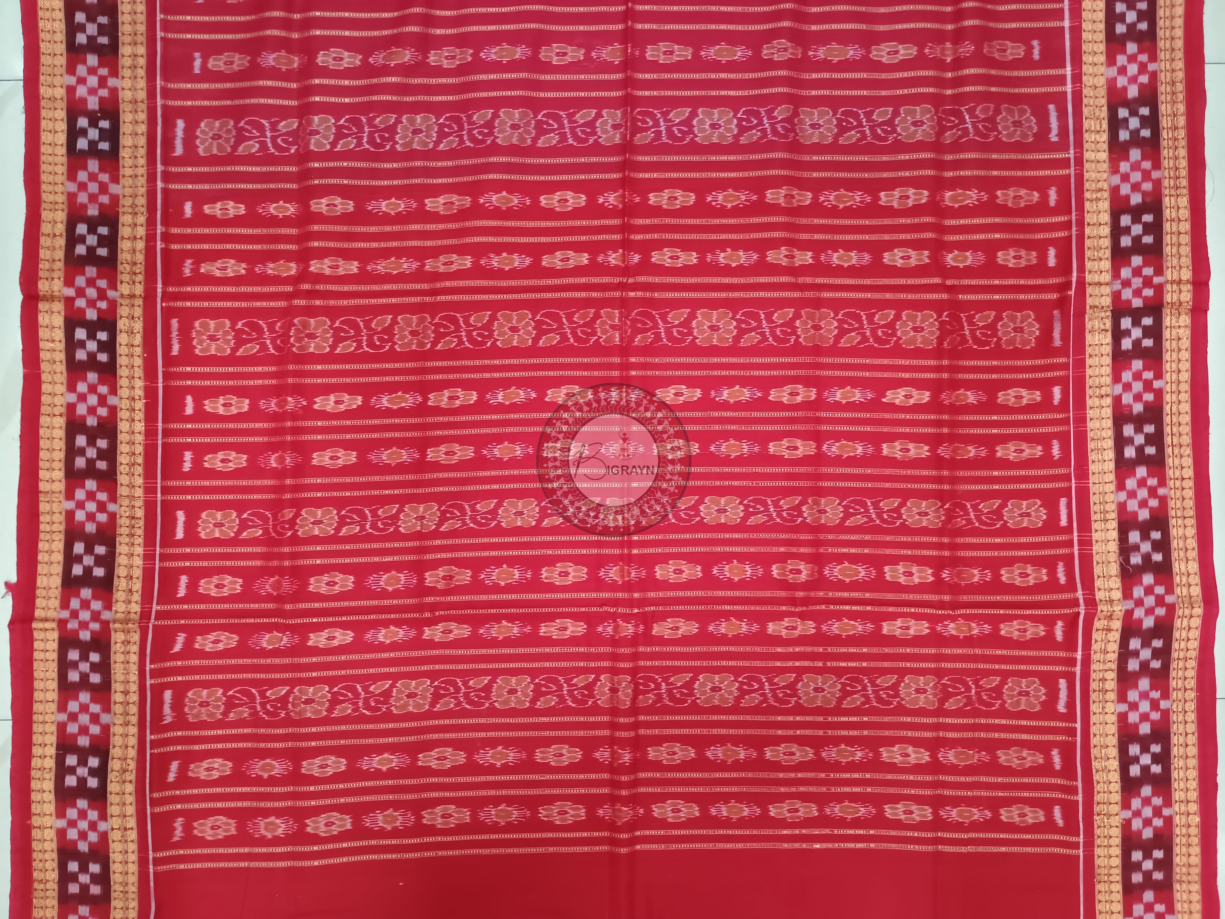 Blue Maroon Pasapali Border Handloom Sambalpuri Cotton Saree