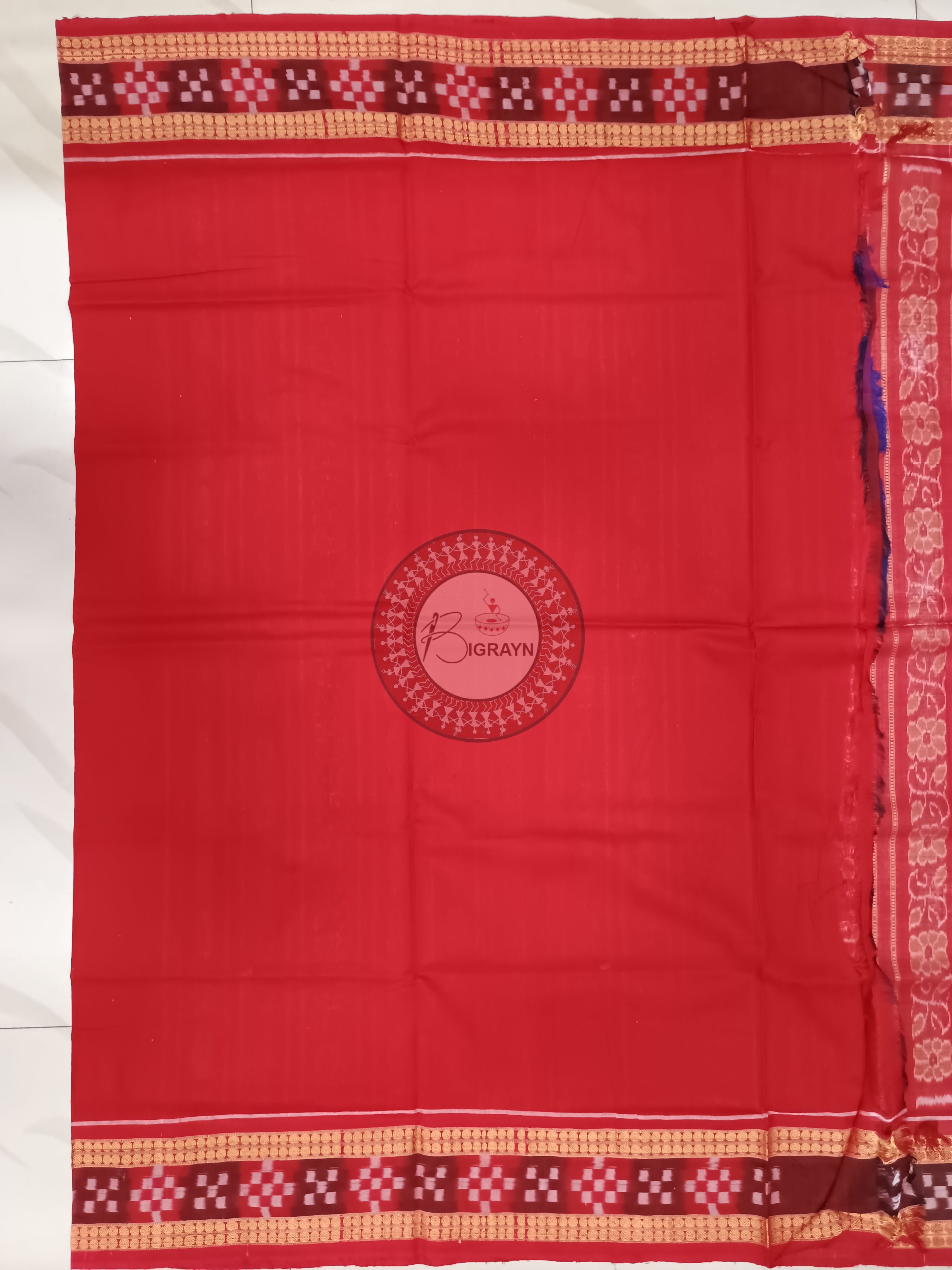 Blue Maroon Pasapali Border Handloom Sambalpuri Cotton Saree