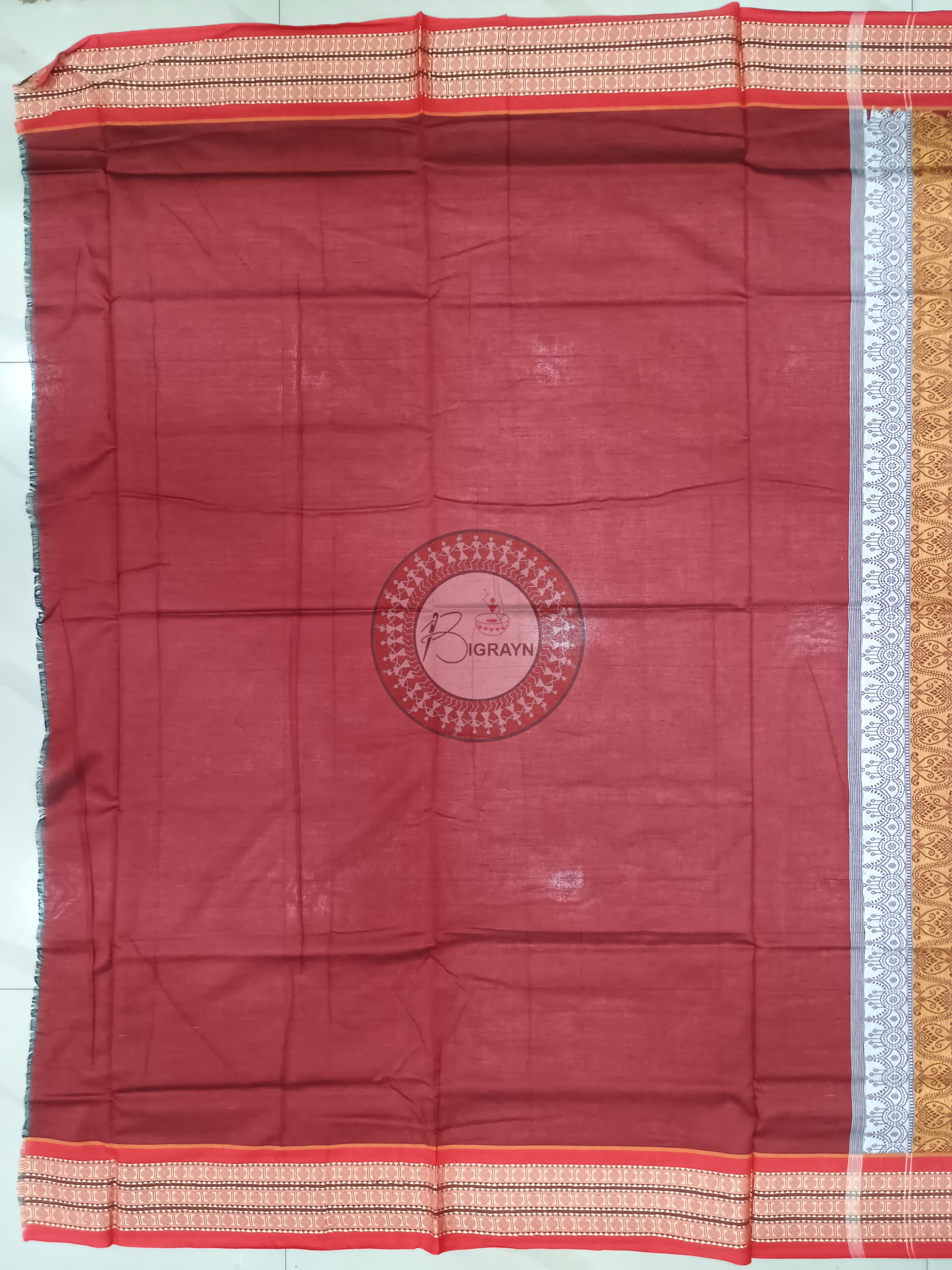 Black Maroon Handloom Bomkai Cotton Saree
