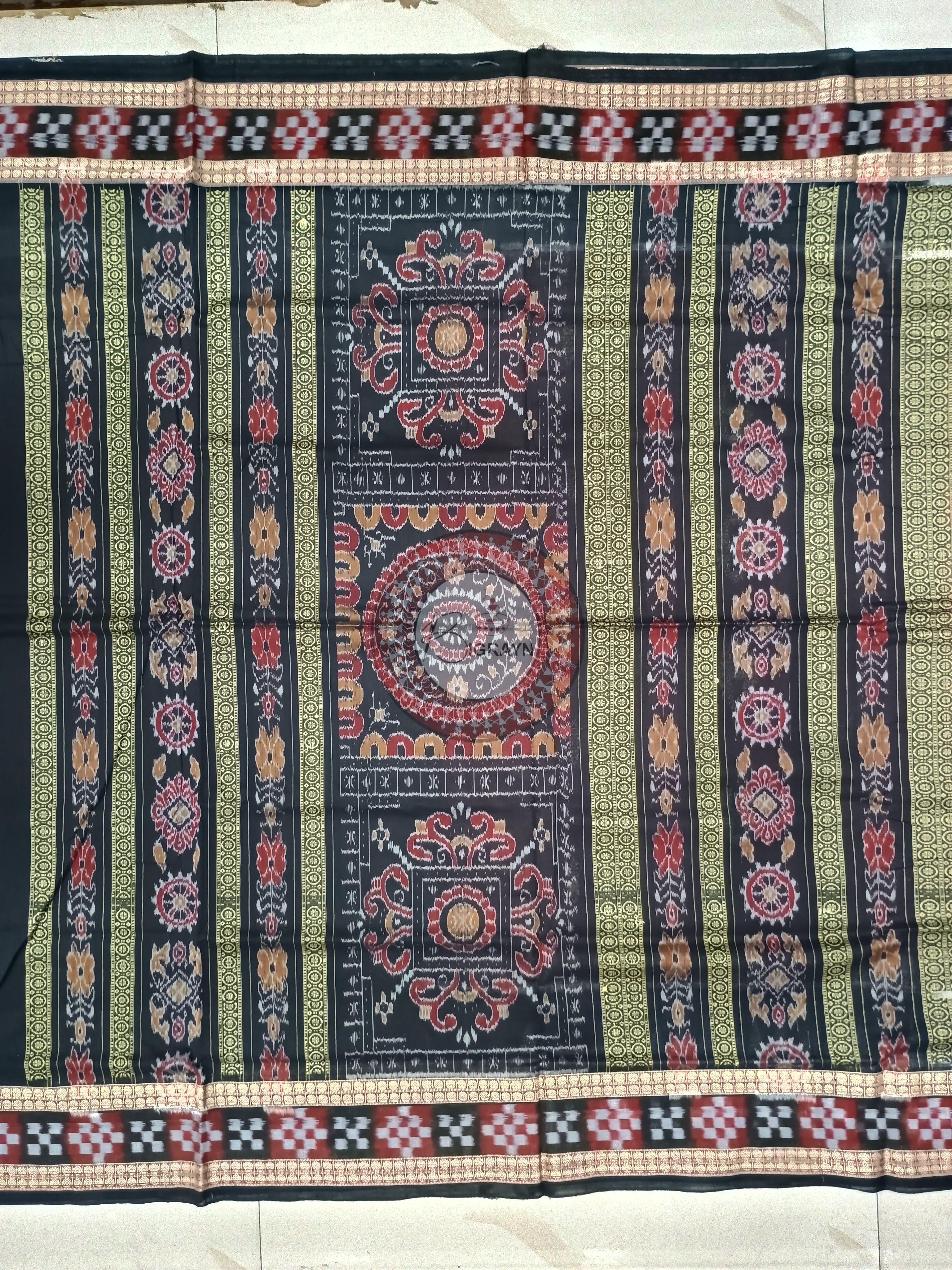 Maroon Multicolor Pasapali Border Handloom Sambalpuri Cotton Saree