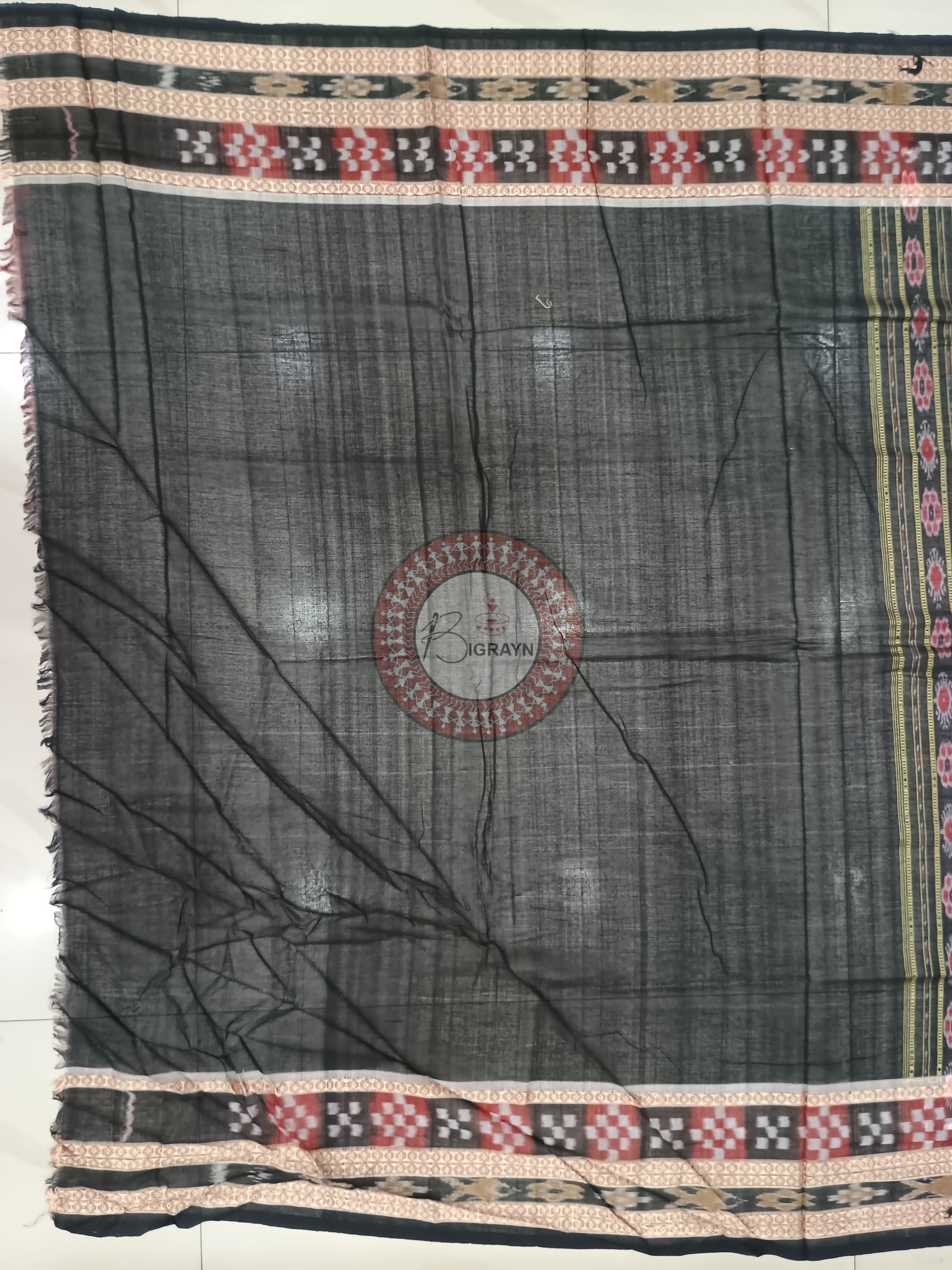 Magenta Black Buti Pasapali Handloom Sambalpuri Cotton Saree
