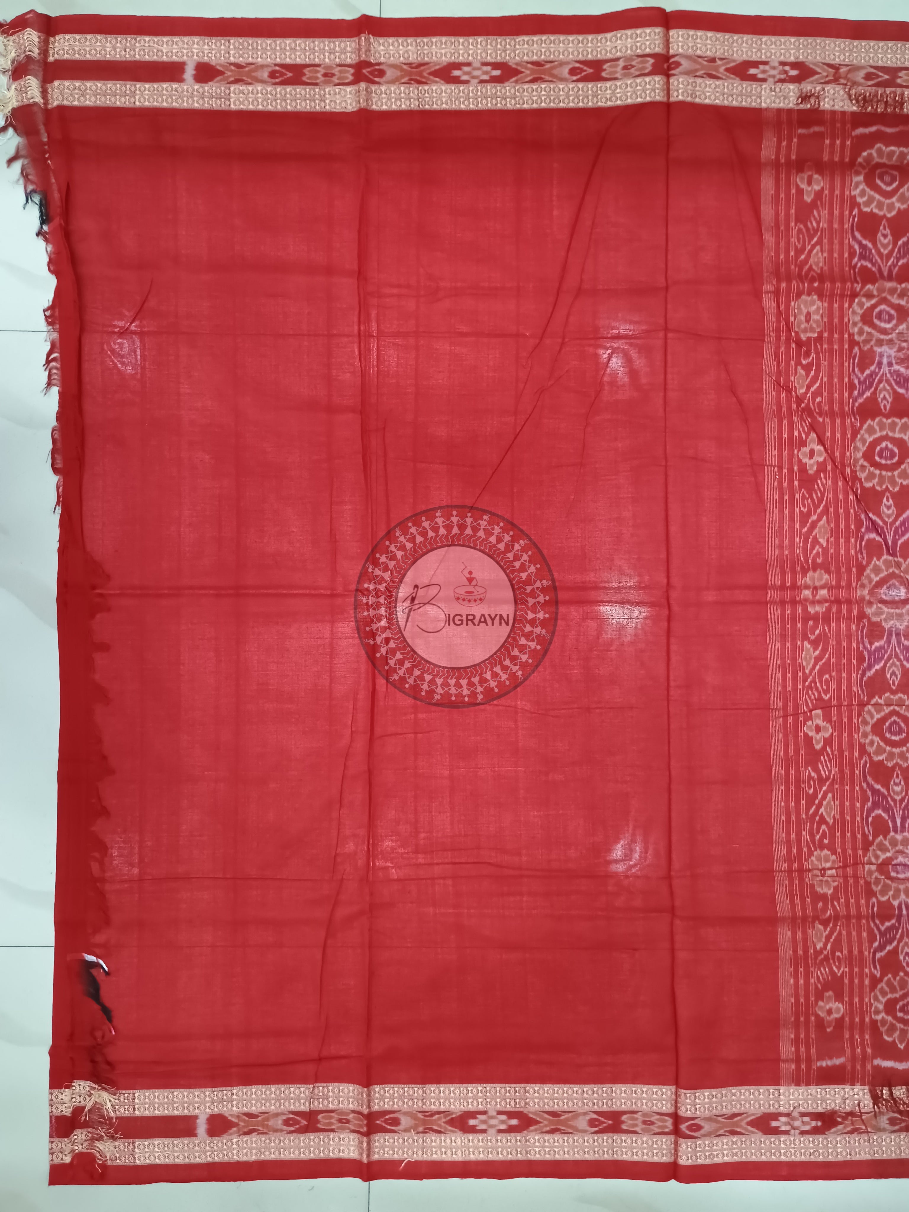 Blue Maroon Buti Handloom Sambalpuri Cotton Saree