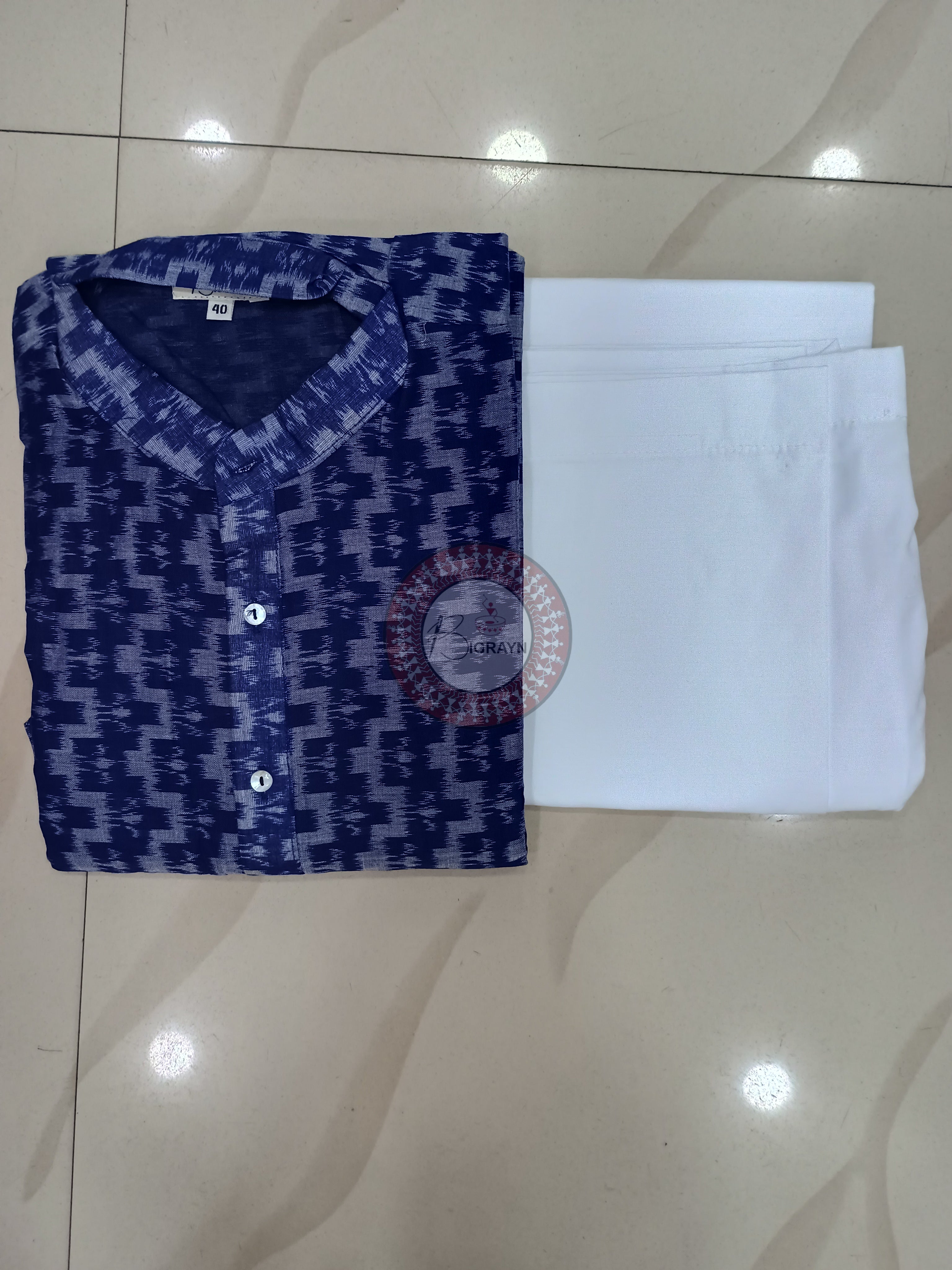 Blue Men's Pure Cotton Handloom Kurta Set – Odisha Weave
