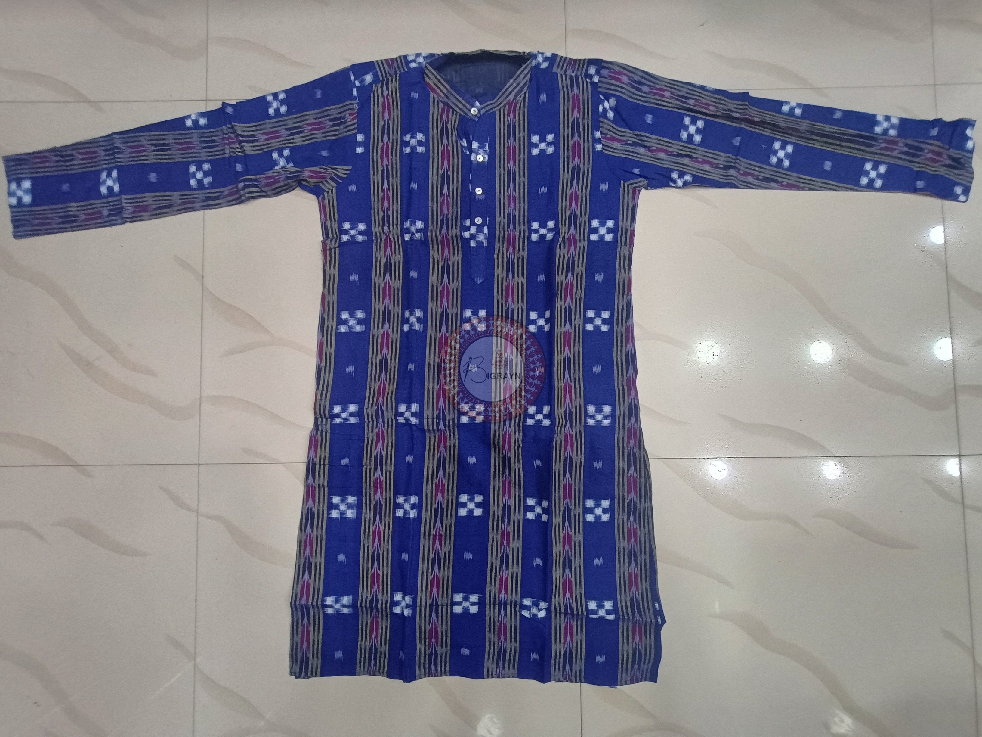 Blue Pasapali Tribal Men's Pure Cotton Handloom Kurta Set – Odisha Weave