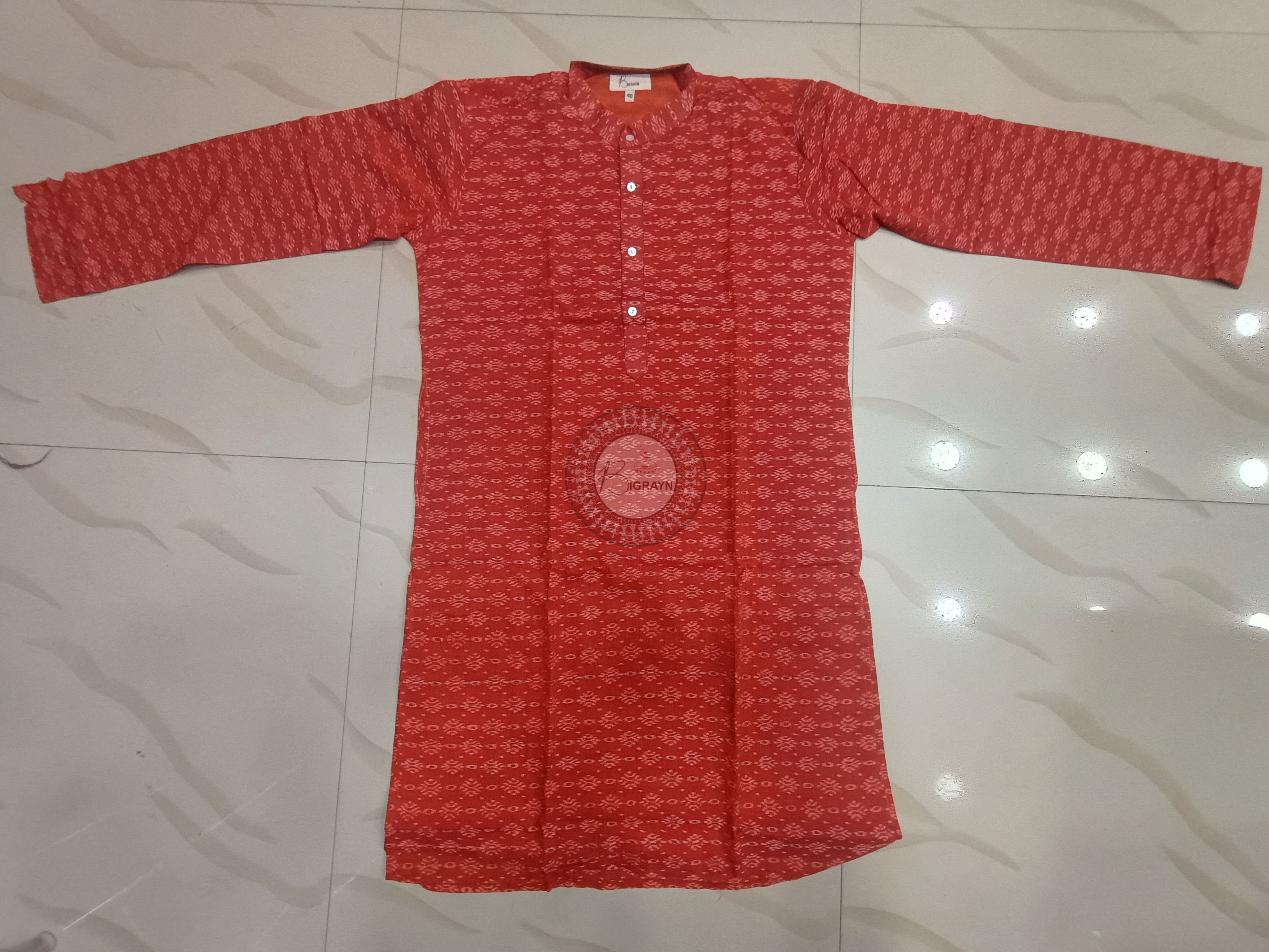 Rust White Men's Pure Cotton Handloom Kurta Set – Odisha Weave