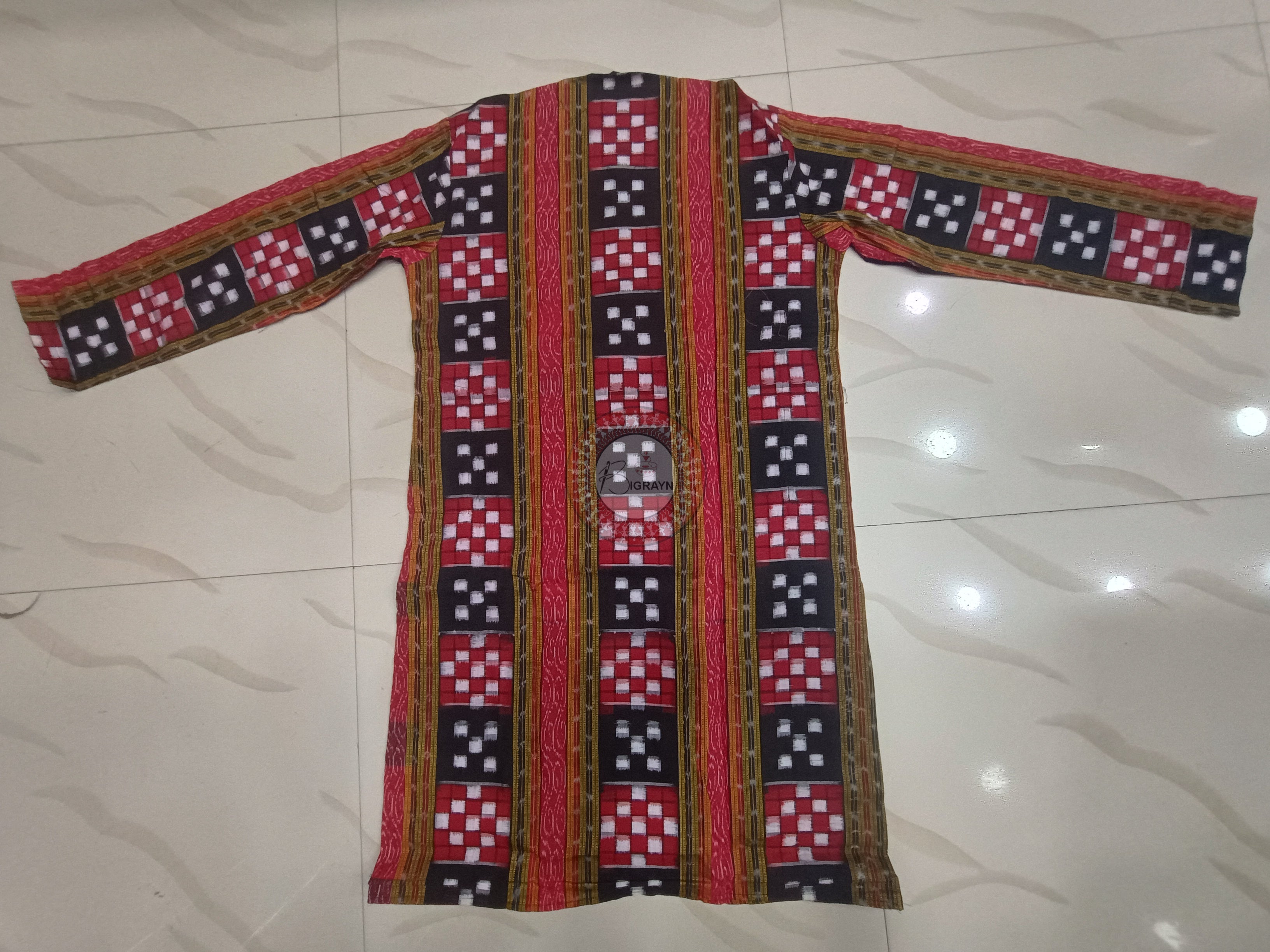 Red Black Pasapali Ikat Men's Pure Cotton Handloom Kurta Set – Odisha Weave