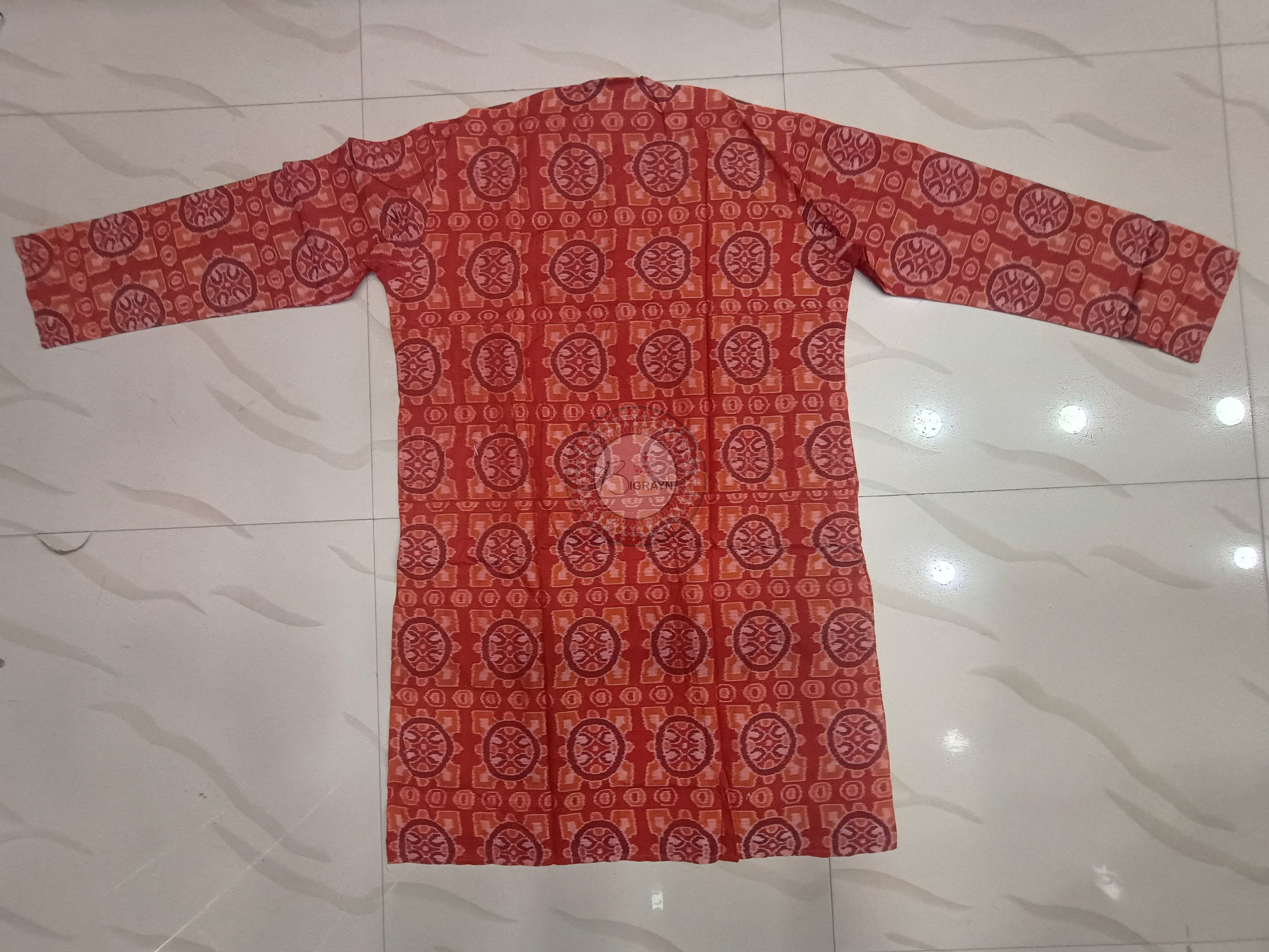 Rust Konark Chakra Ikat Men's Pure Cotton Handloom Kurta Set – Odisha Weave