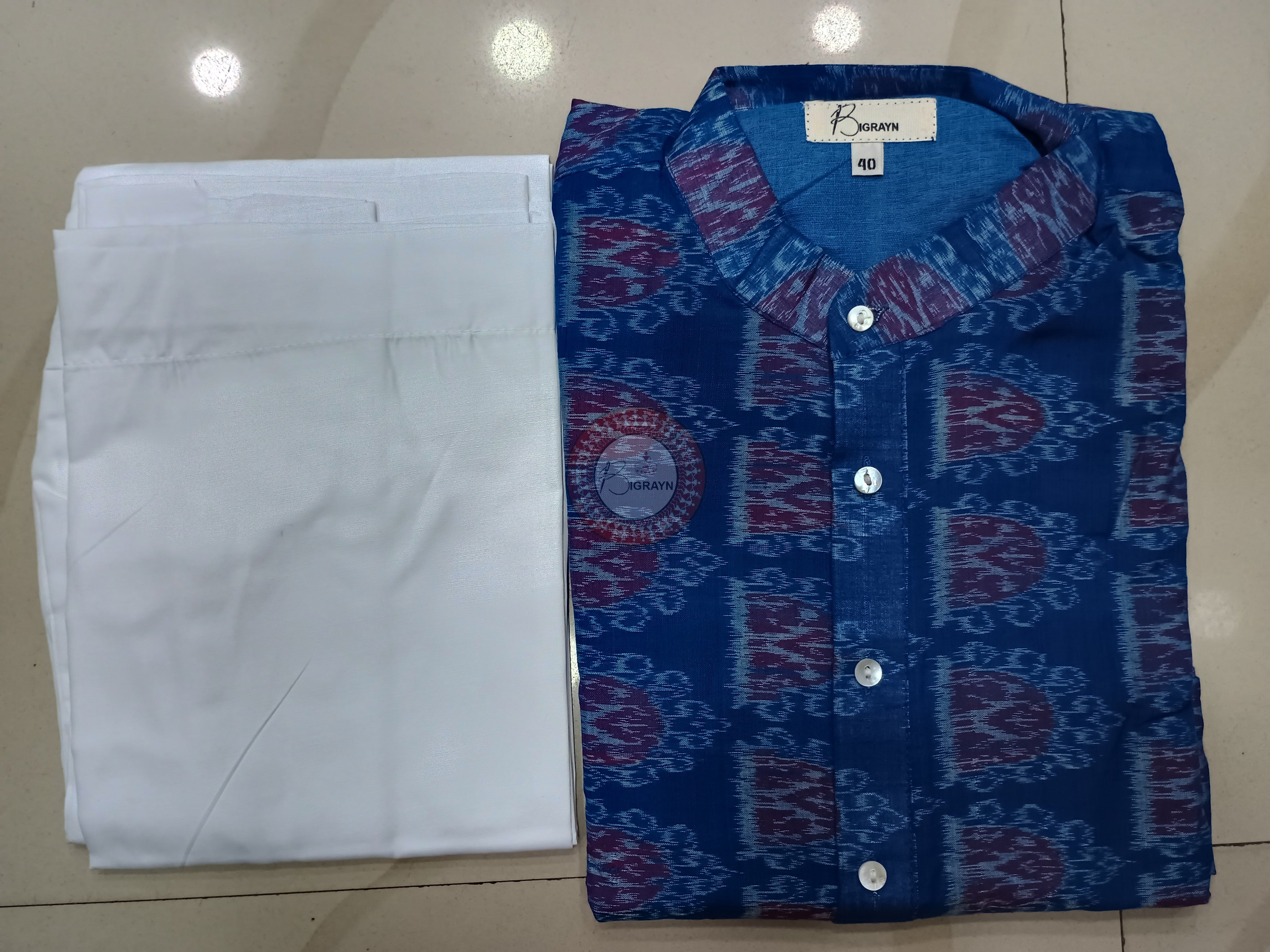Blue Tribal House Ikat Men's Pure Cotton Handloom Kurta Set – Odisha Weave