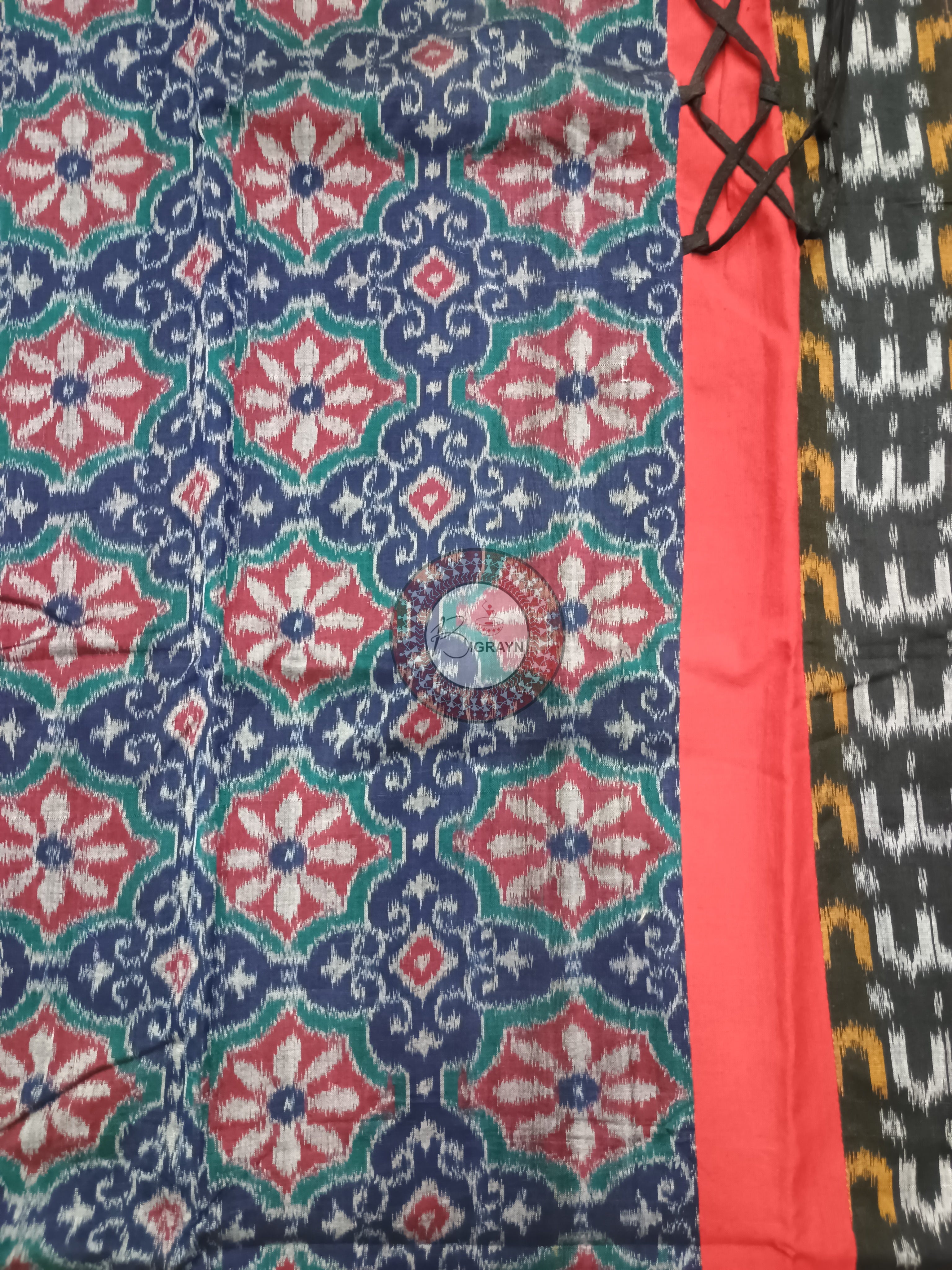 Indigo Blue Black Flower Designer A-Line Kurti