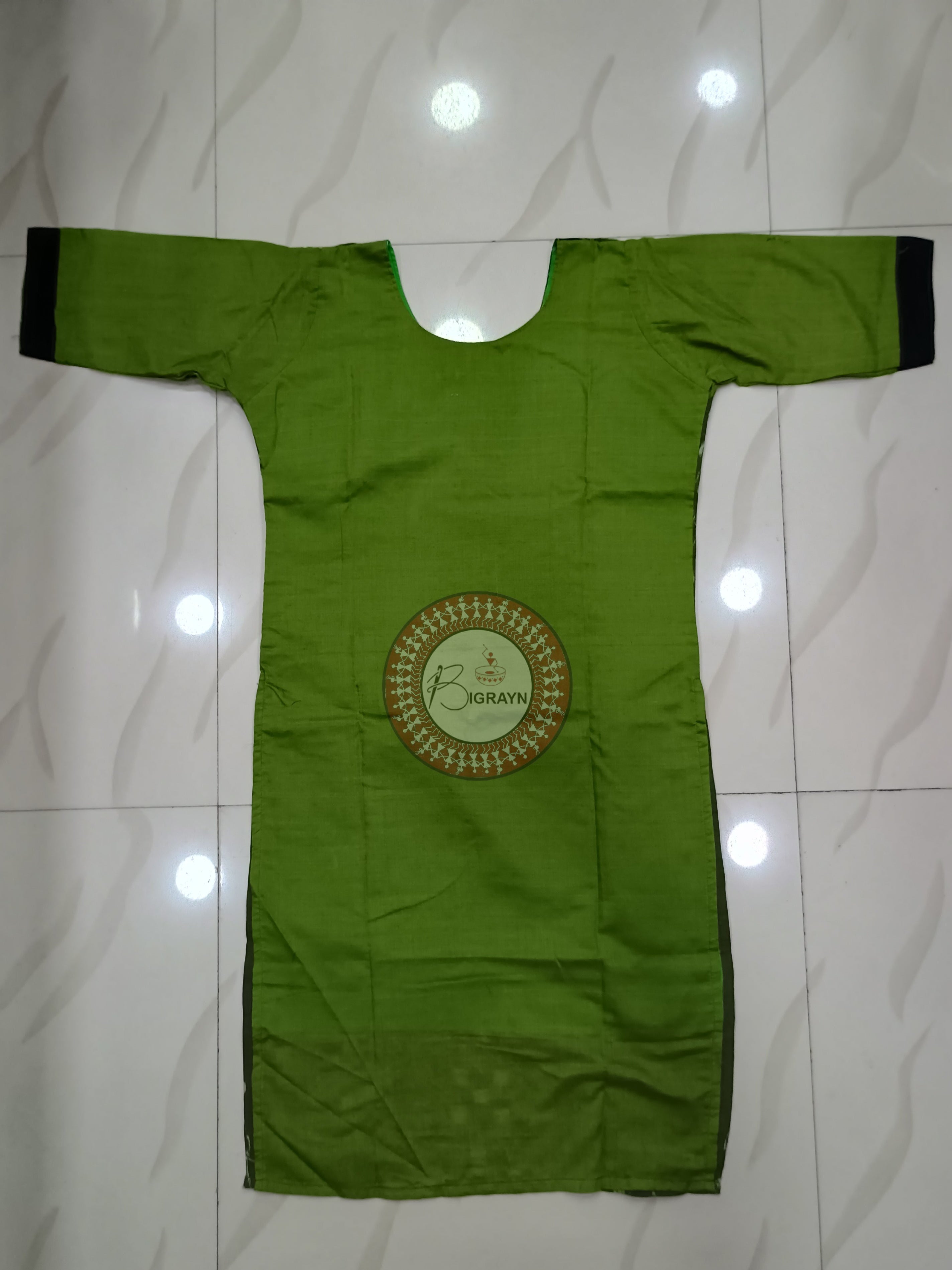 Mehendi Green Pasapali Designer A-Line Kurti