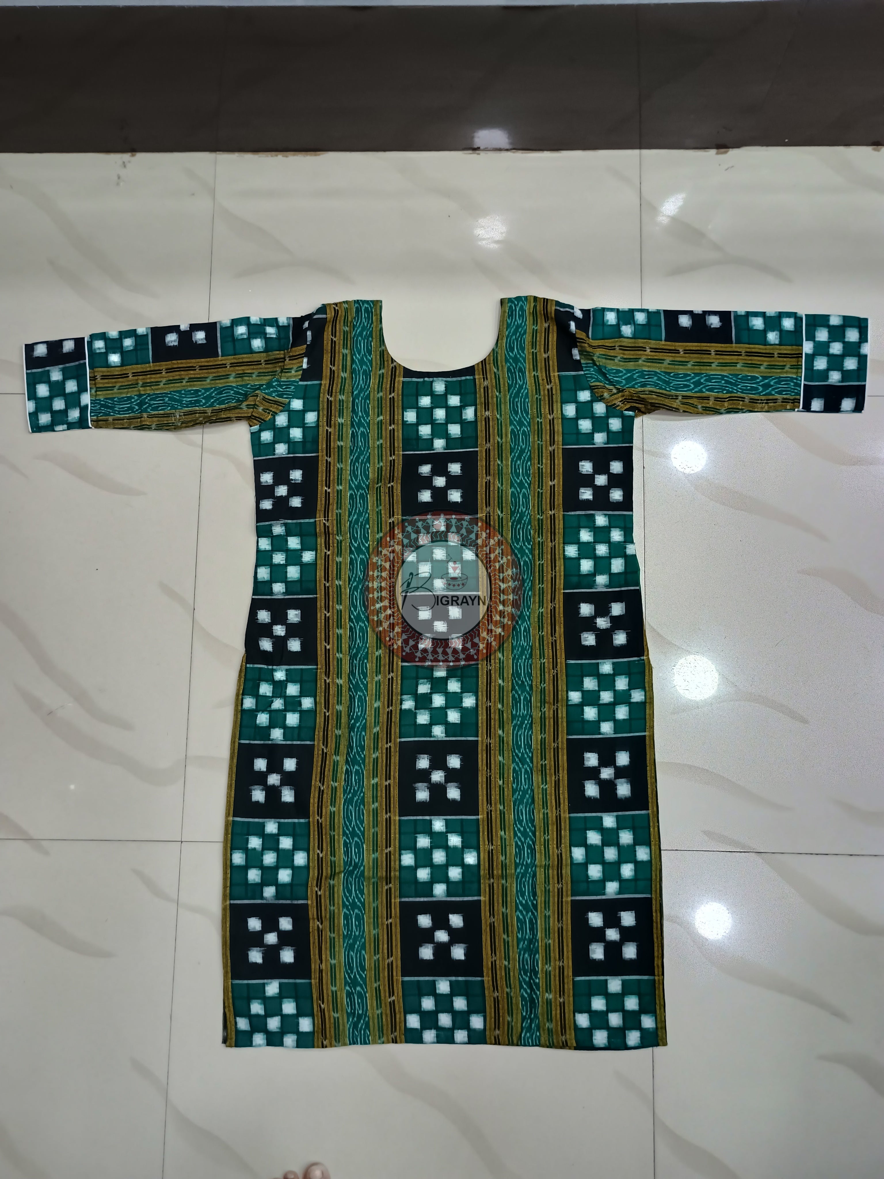Bottle Green Pasapali Designer A-Line Kurti