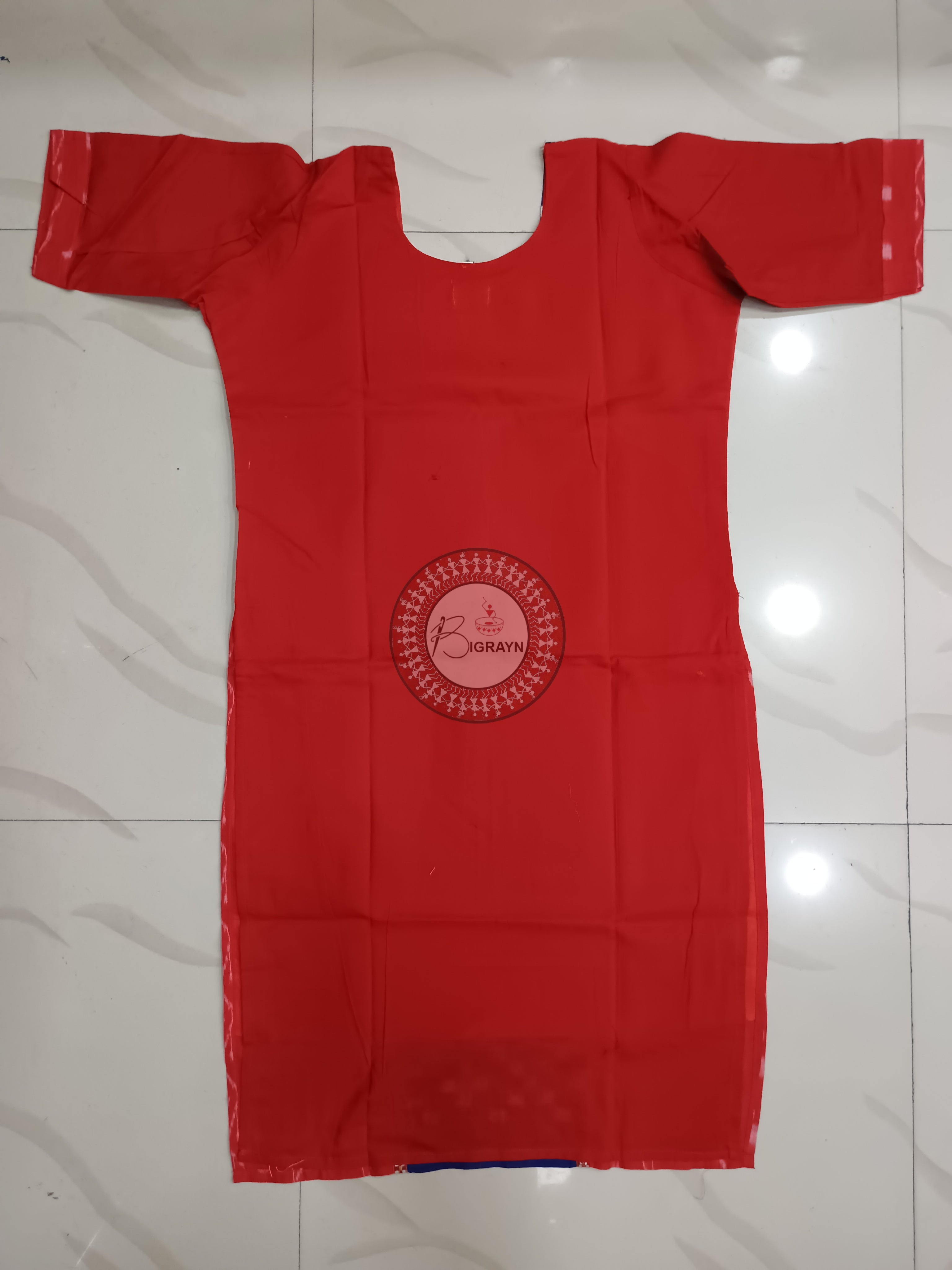 Blue Red Pasapali Designer A-Line Kurti
