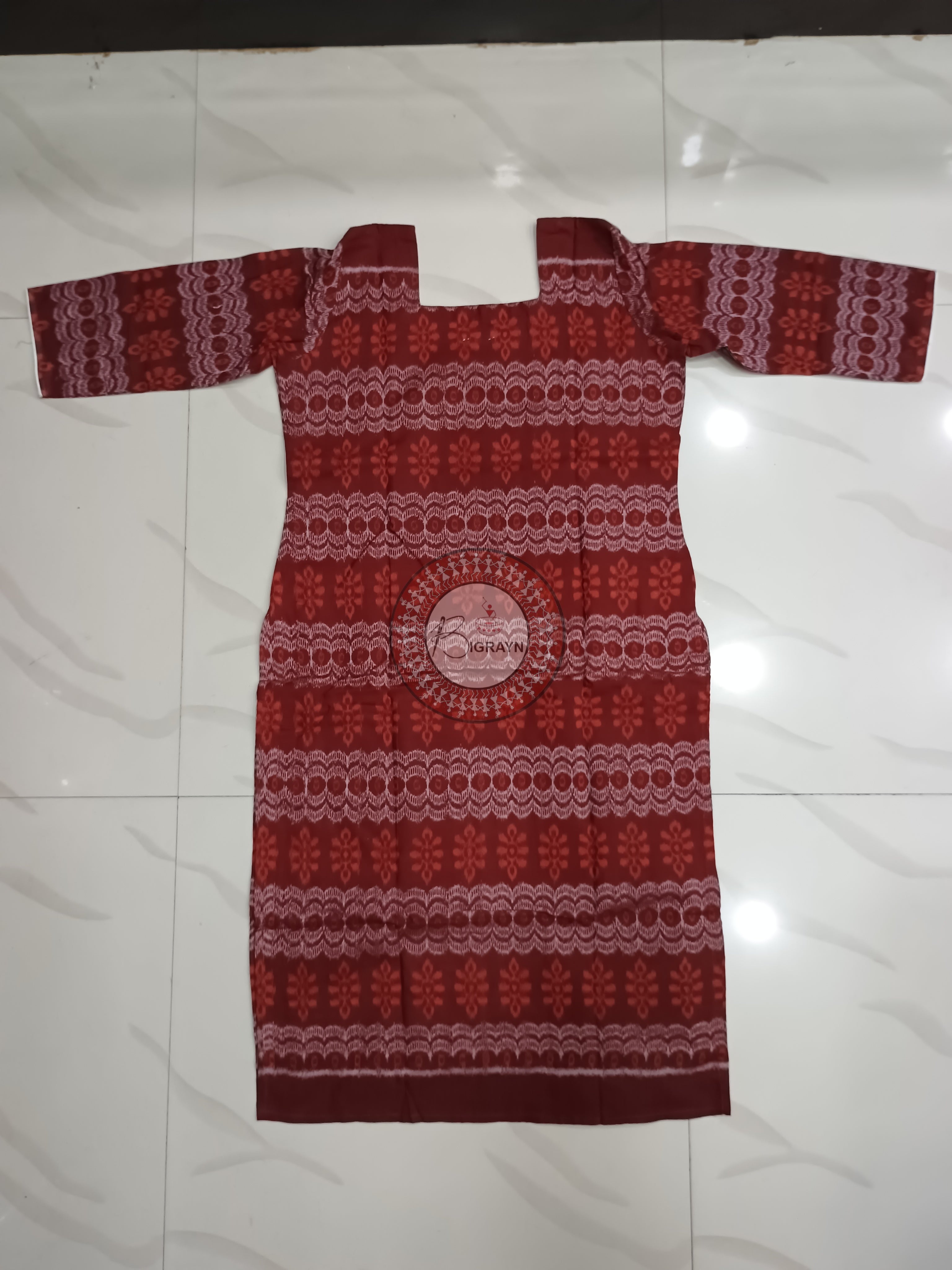 Maroon Flower Designer A-Line Kurti