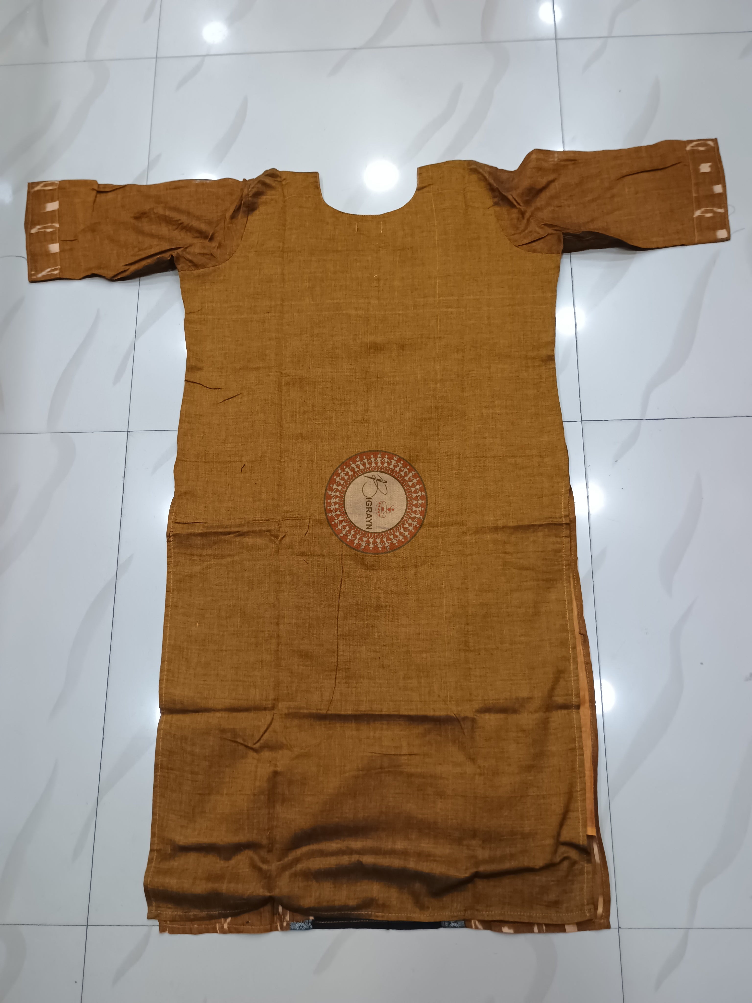 Tan Multicolor Pasapali Designer A-Line Kurti
