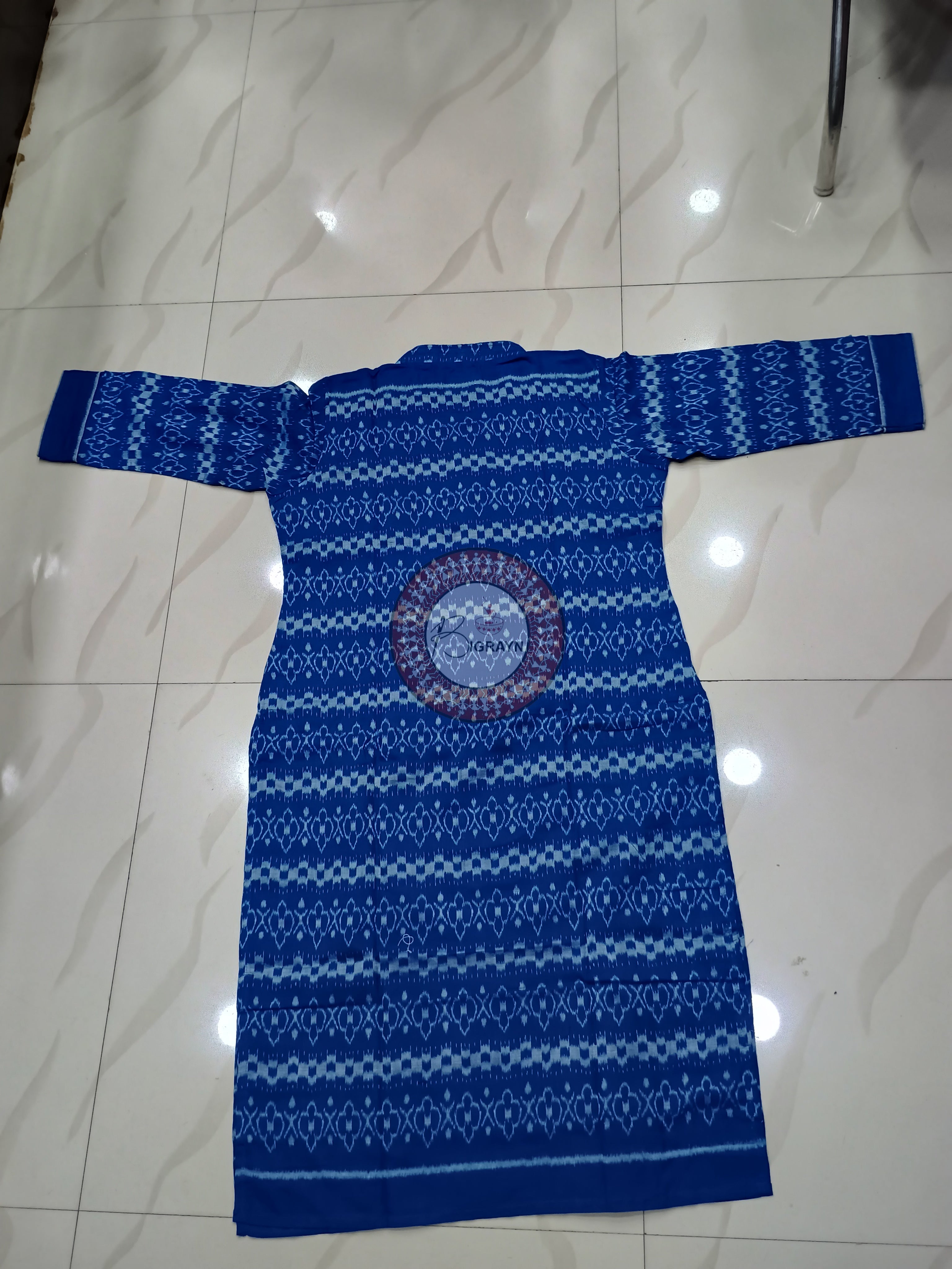 Indigo Blue Pasapali Designer A-Line Kurti