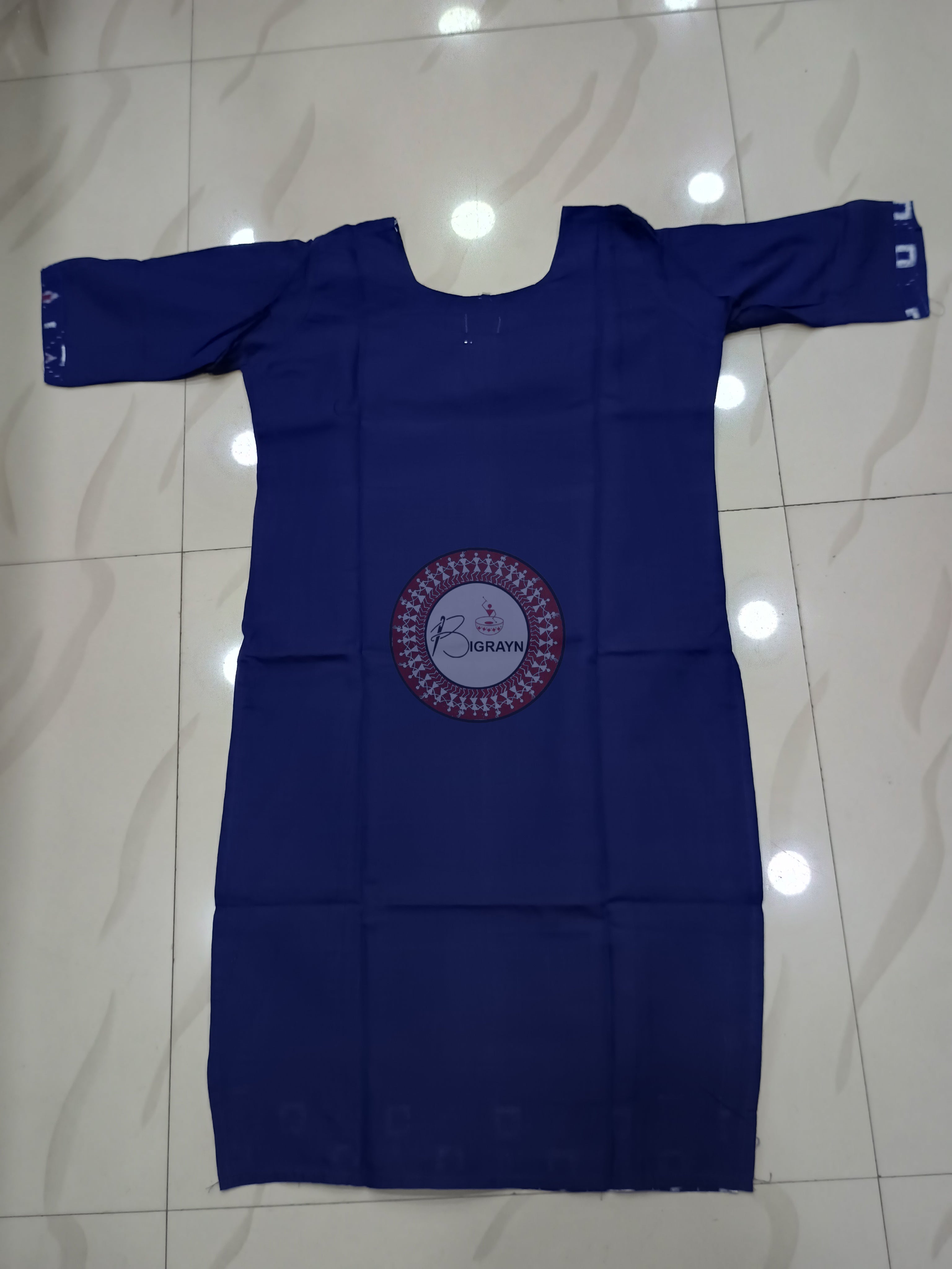 Blue White Ikat pattern Pasapali Designer A-Line Kurti