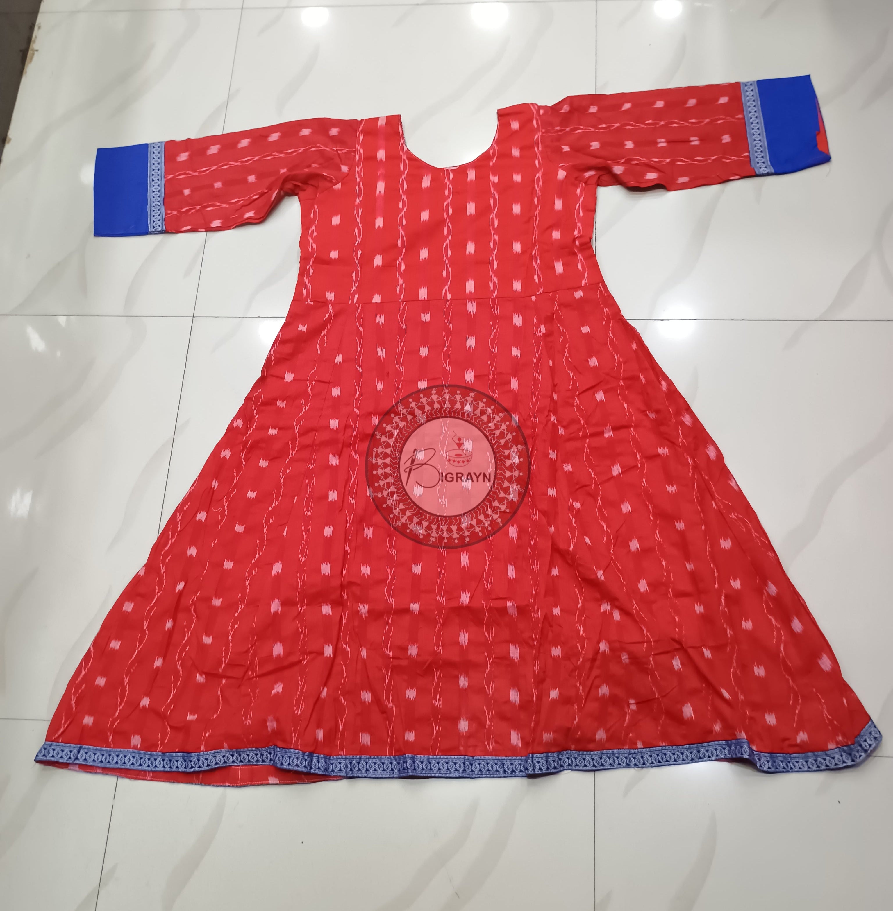 Red Multicolor Pasapali Designer A-Line Anarkali