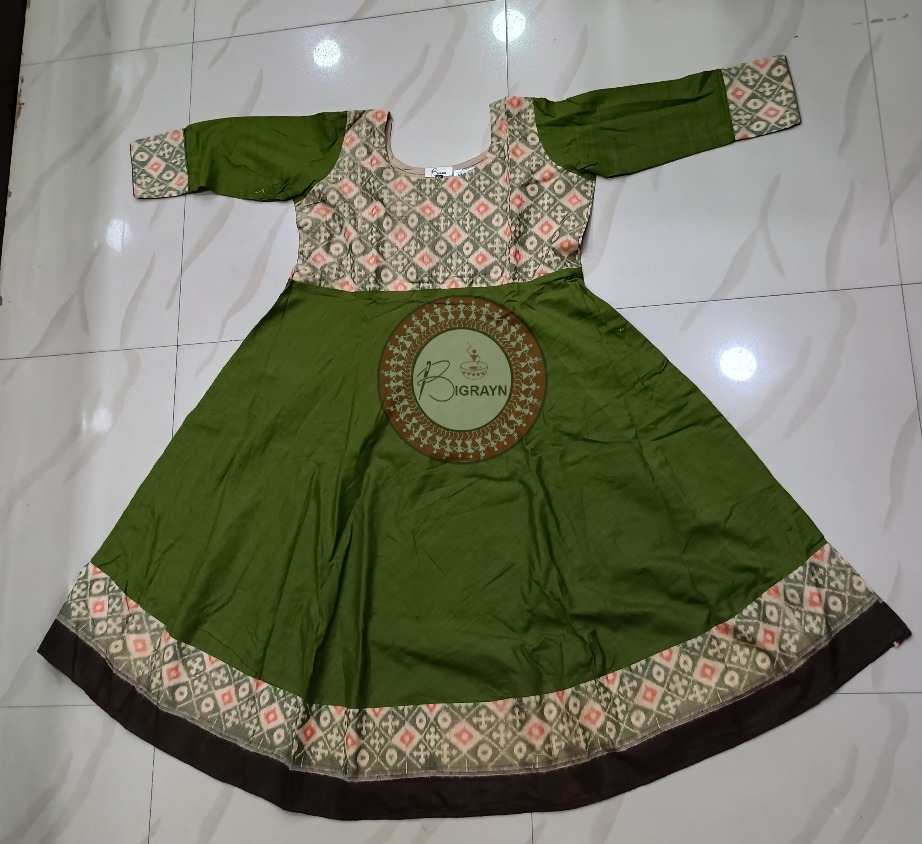 Mehendi Green Multicolor Pasapali Designer A-Line Anarkali