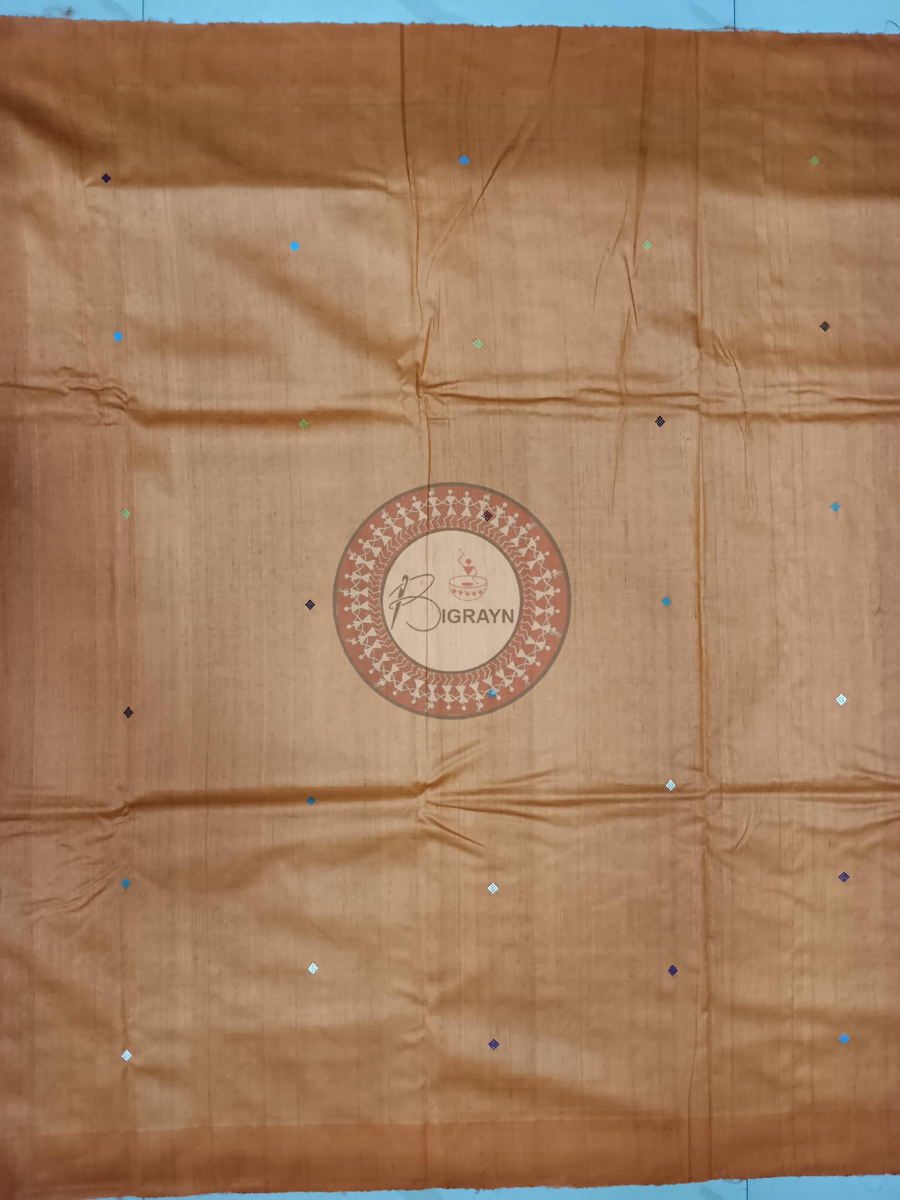 Oceanic light Blue Orange Dolabedi Gopalpur Tussar Silk Saree