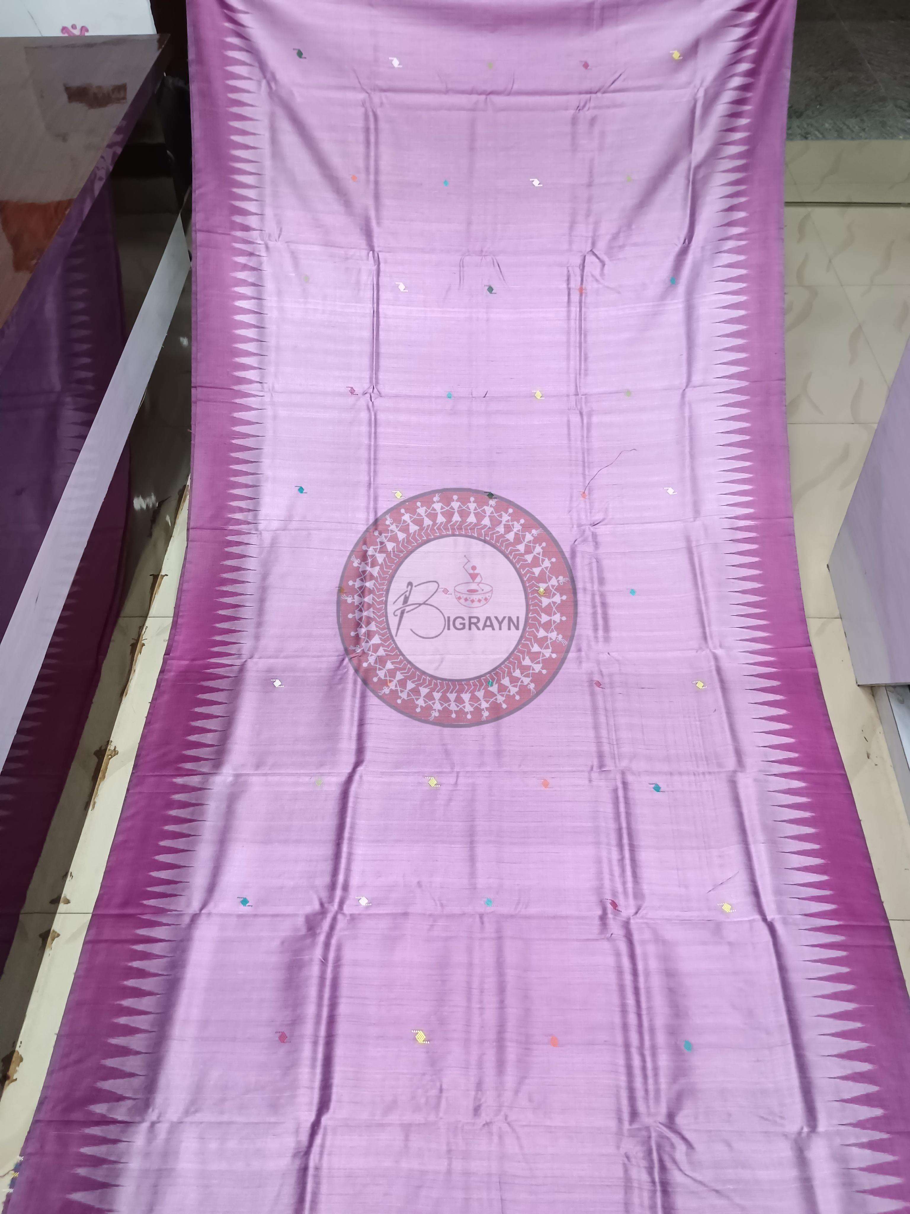 Pink Magenta Ratha Yatra Gopalpur Tussar Silk Saree