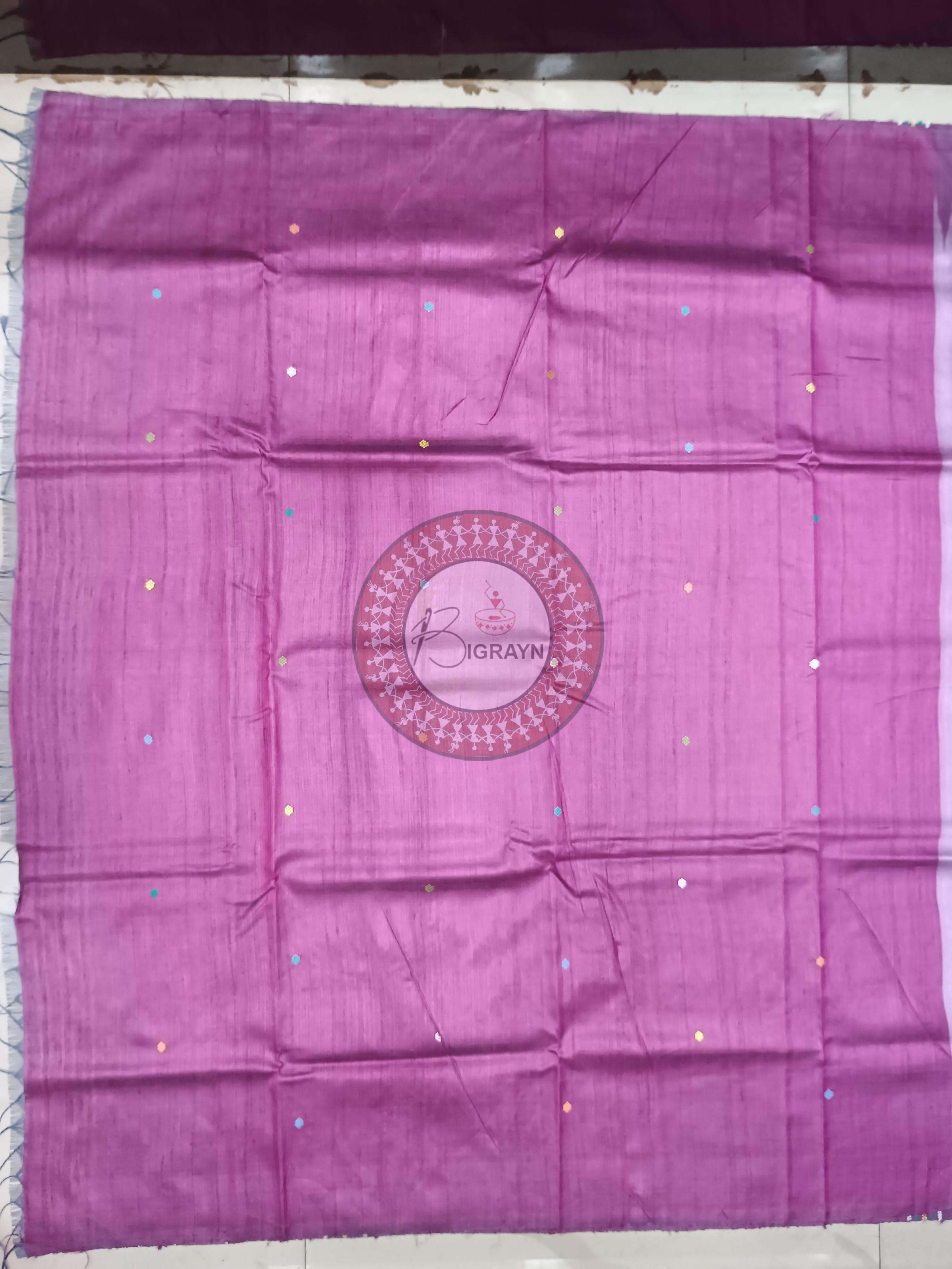 Pink Magenta Ratha Yatra Gopalpur Tussar Silk Saree