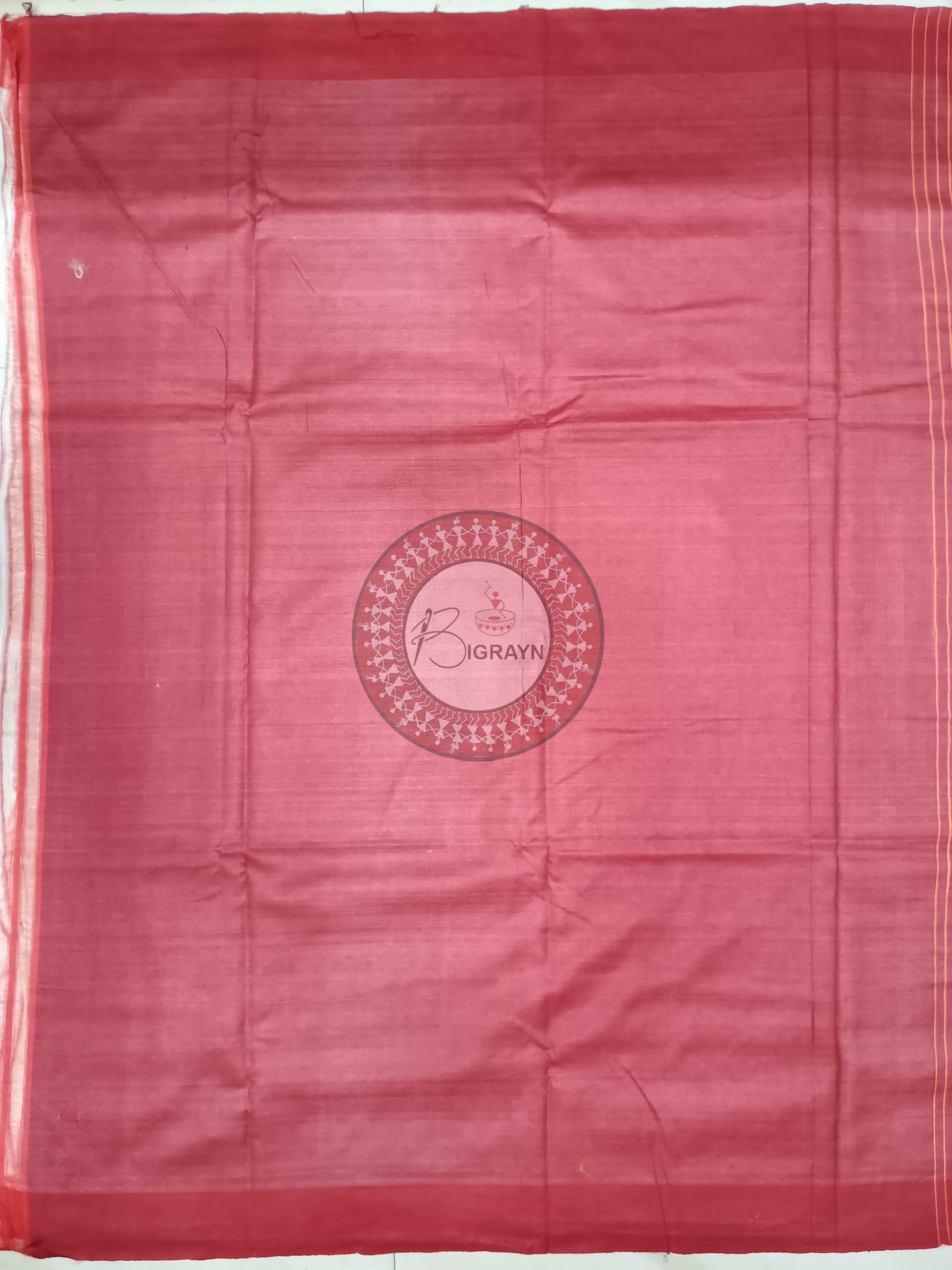 Tussar colour Red Ghichha Gopalpur Tussar Silk Saree