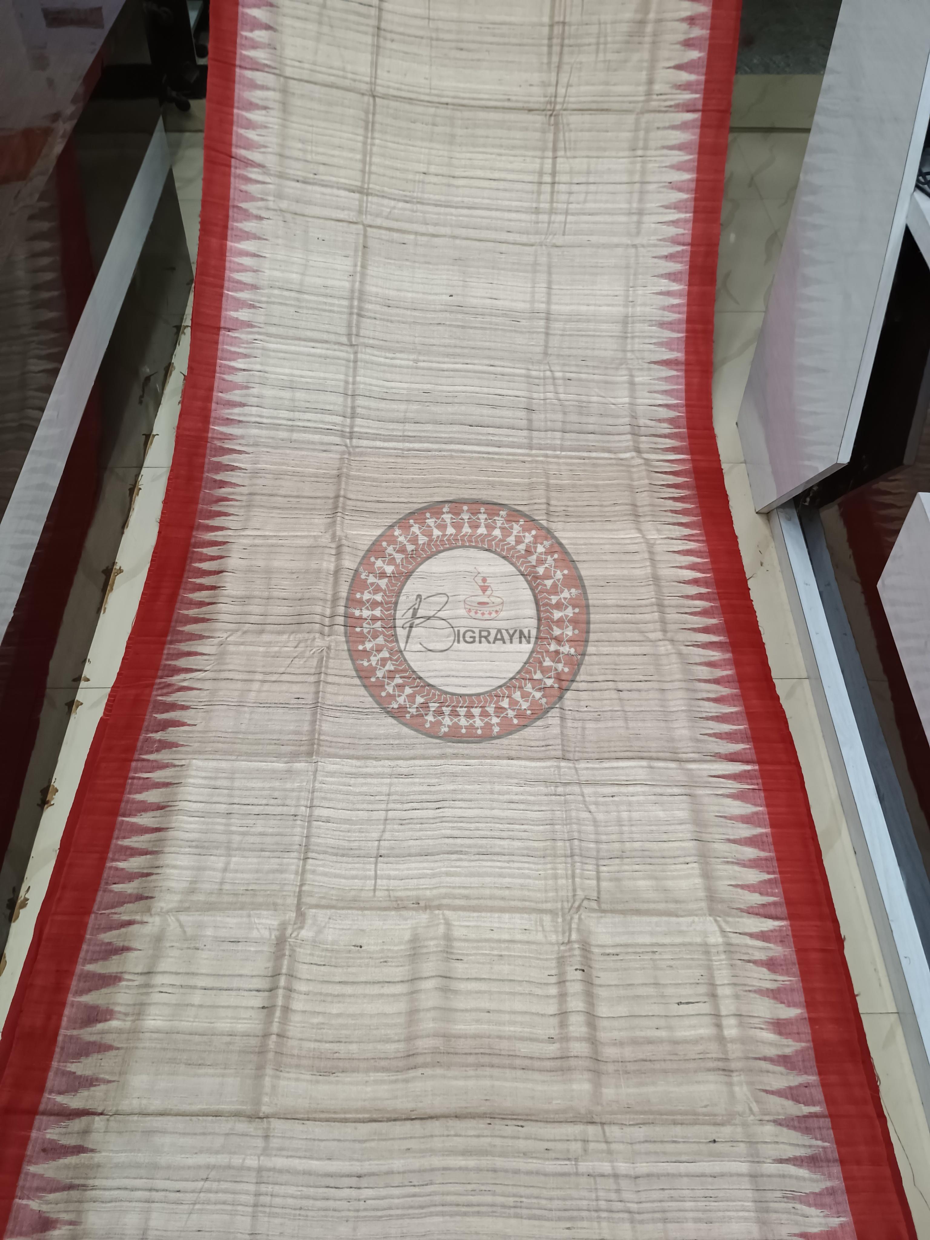 Tussar colour Red Ghichha Gopalpur Tussar Silk Saree