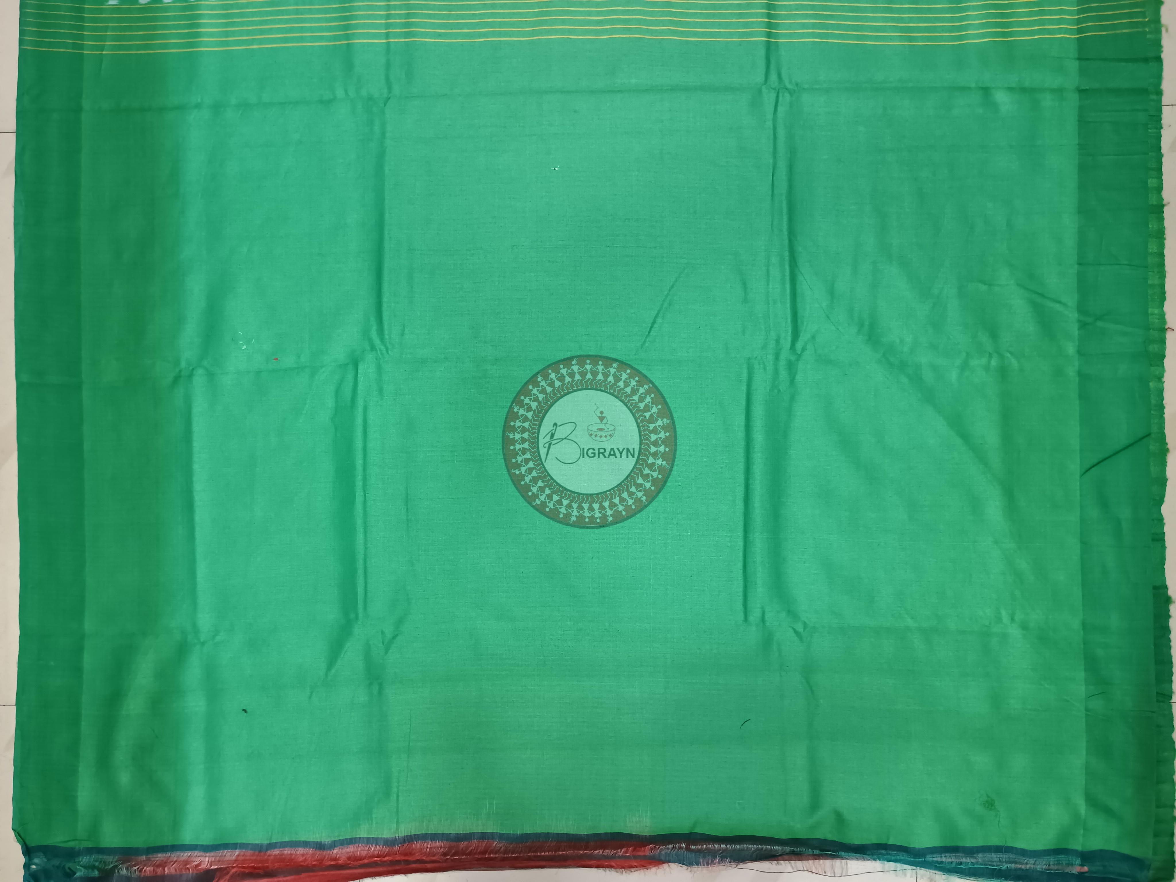 Red Green Ghichha Gopalpur Tussar Silk Saree