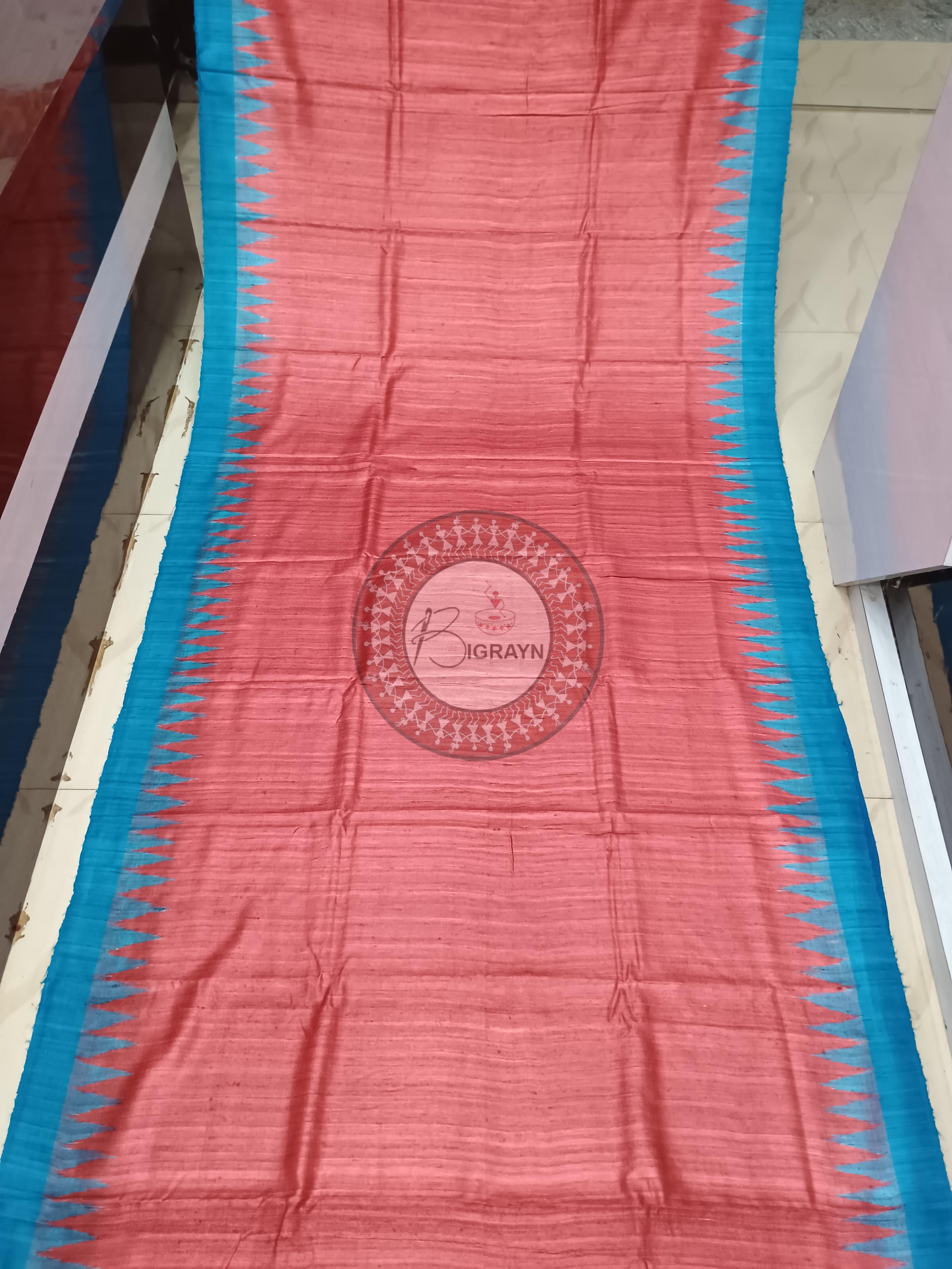 Maroon Copper Sulphate Ghichha Gopalpur Tussar Silk Saree