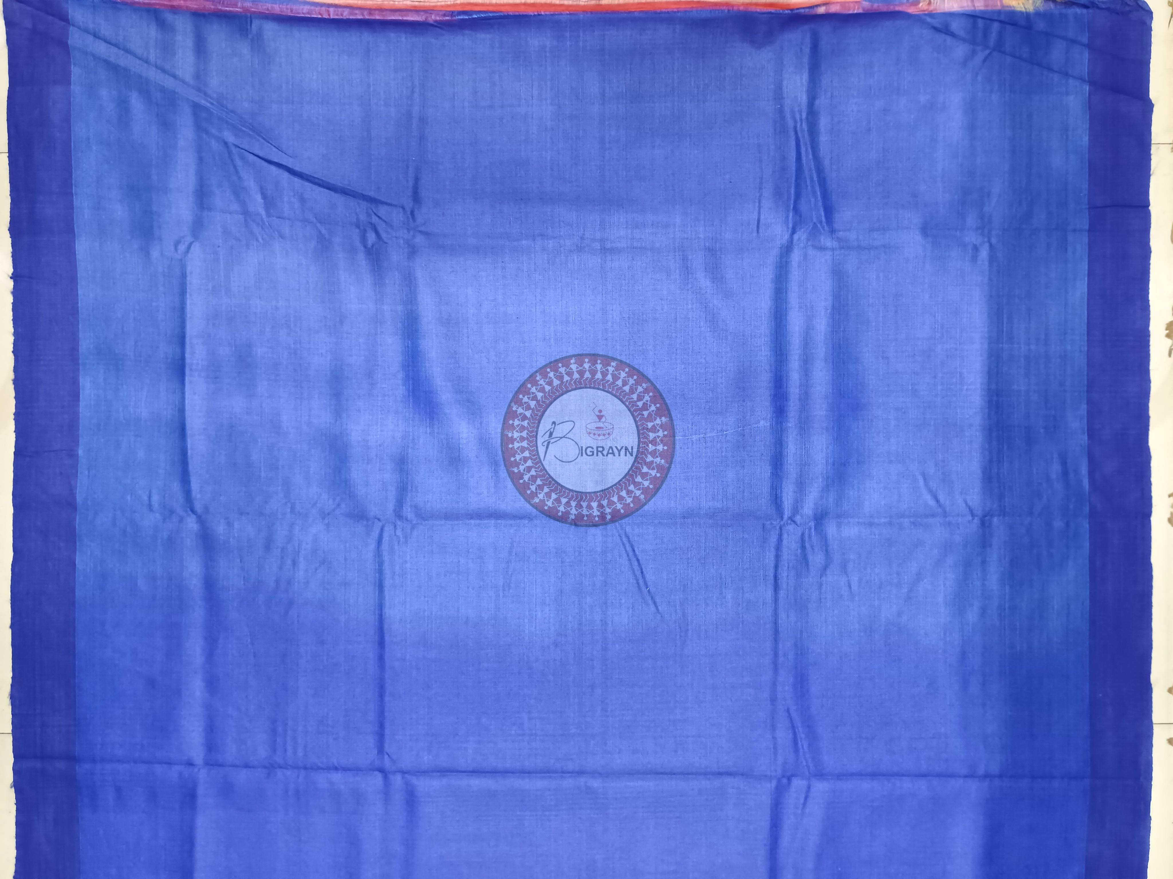 Maroon Blue Ghichha Gopalpur Tussar Silk Saree