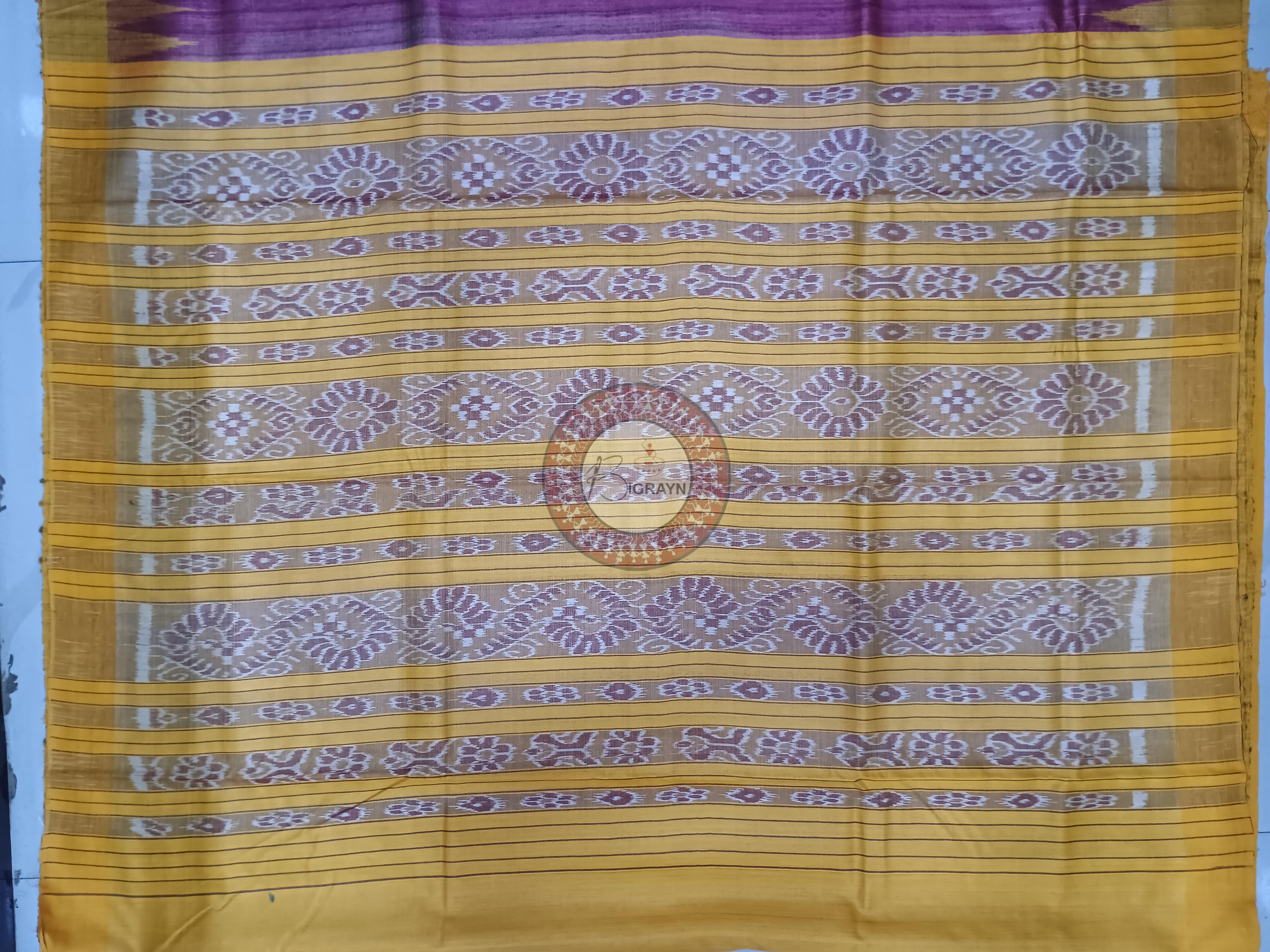 Maroon Yellow Ghichha Gopalpur Tussar Silk Saree