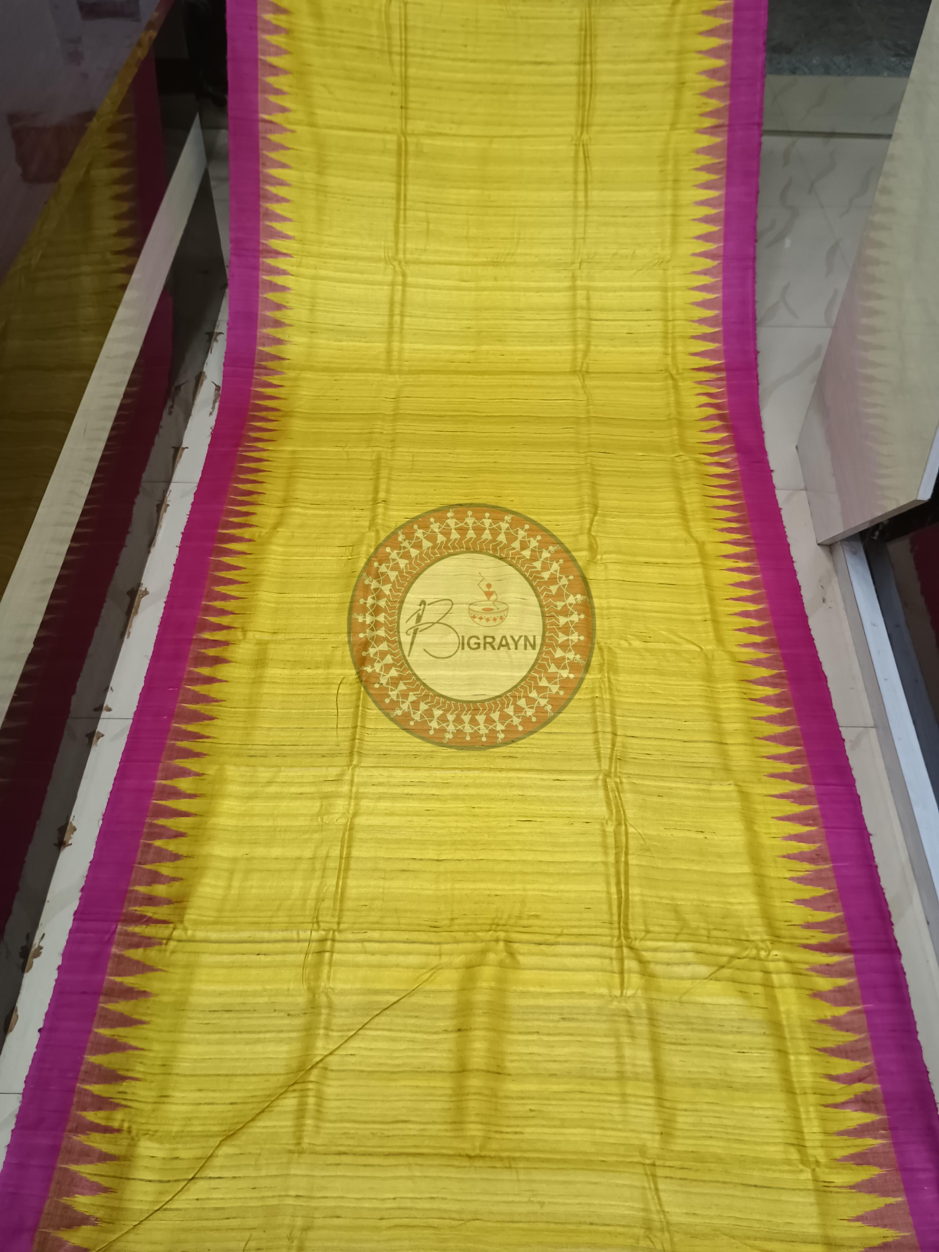 Yellow Magenta Ghichha Gopalpur Tussar Silk Saree
