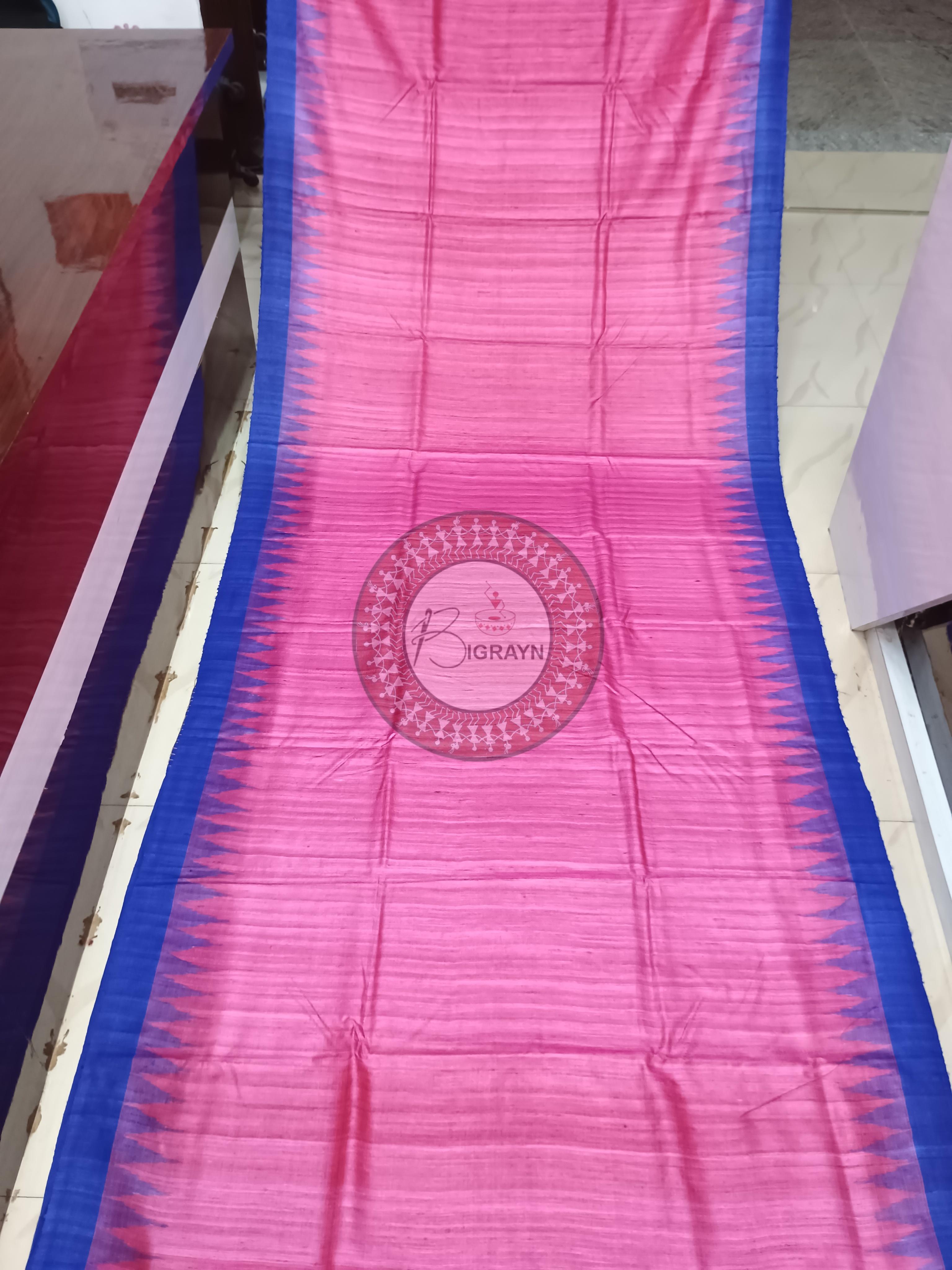 Pink Copper Sulphate Ghichha Gopalpur Tussar Silk Saree