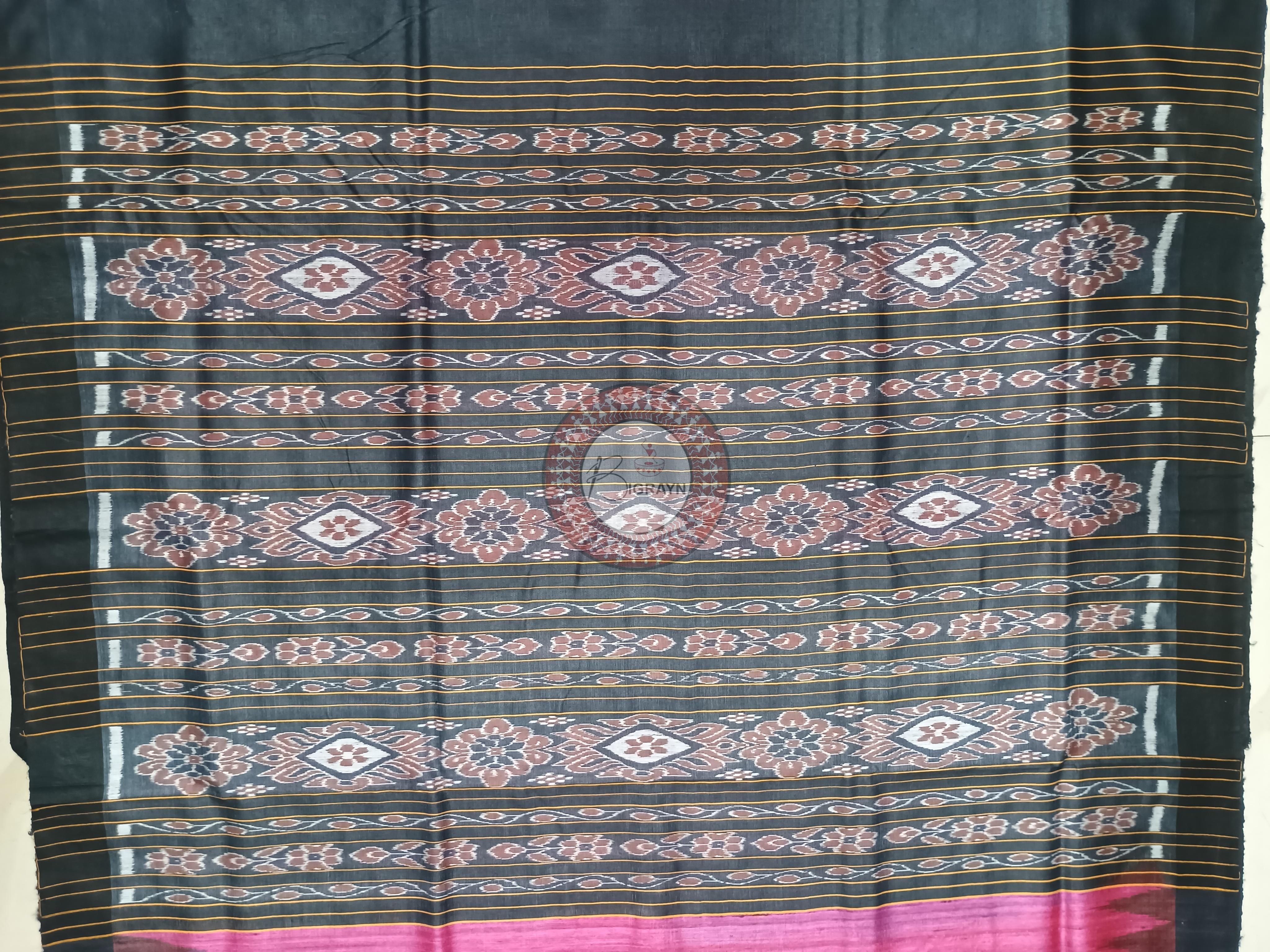 Pink Black Ghichha Gopalpur Tussar Silk Saree
