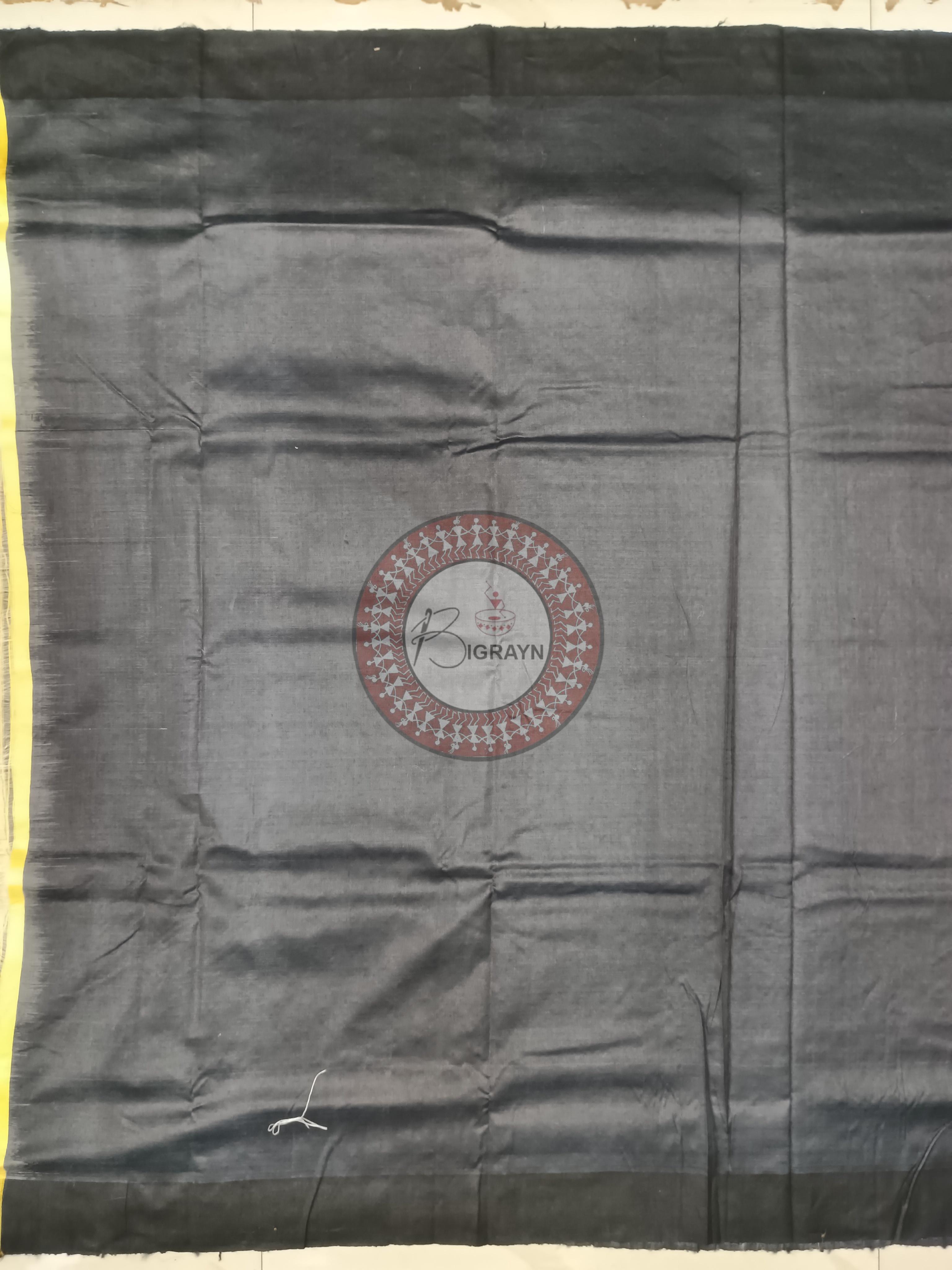 Yellow Black Ghichha Gopalpur Tussar Silk Saree