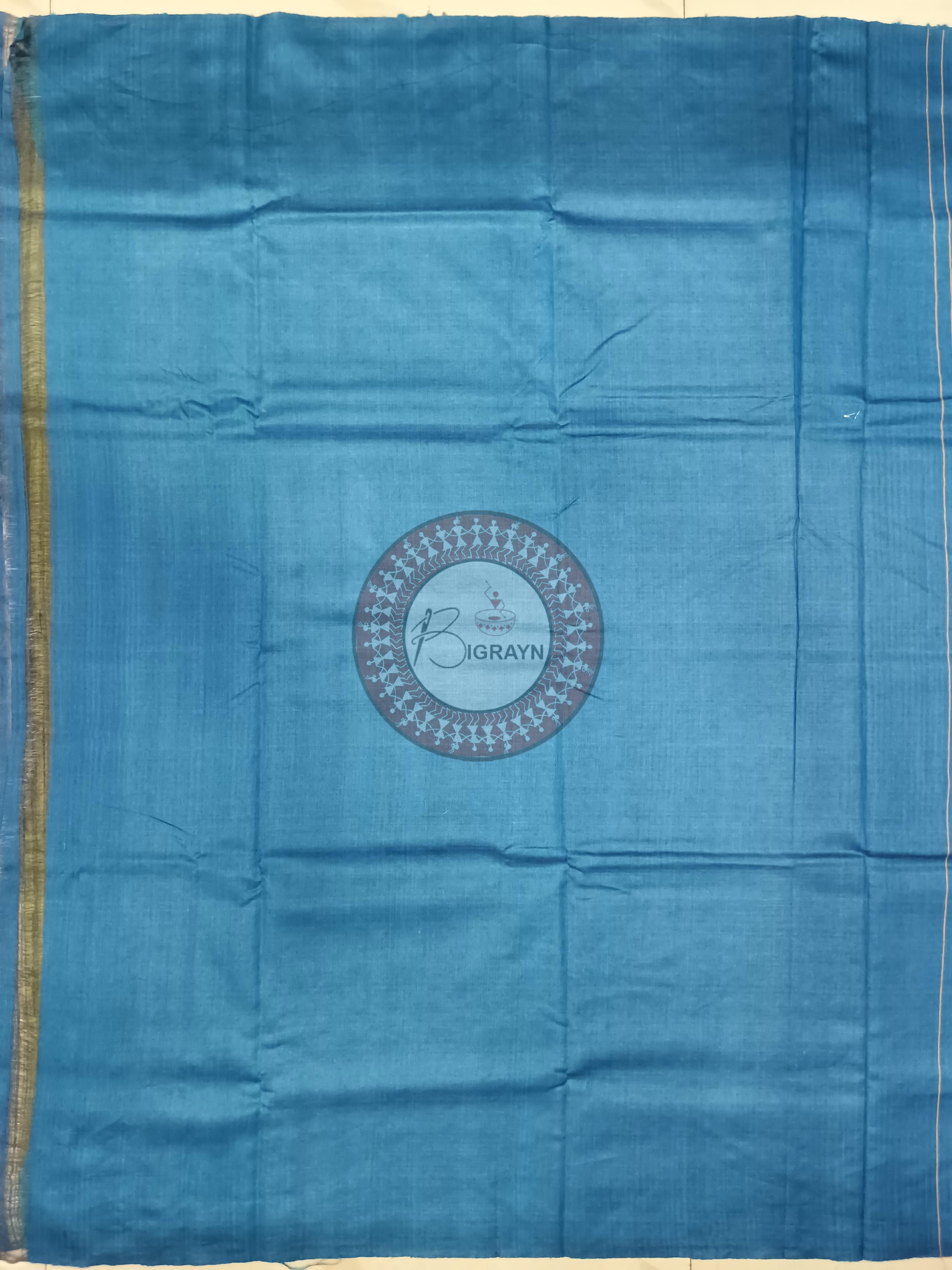 Mehendi Green Copper Sulphate Ghichha Gopalpur Tussar Silk Saree
