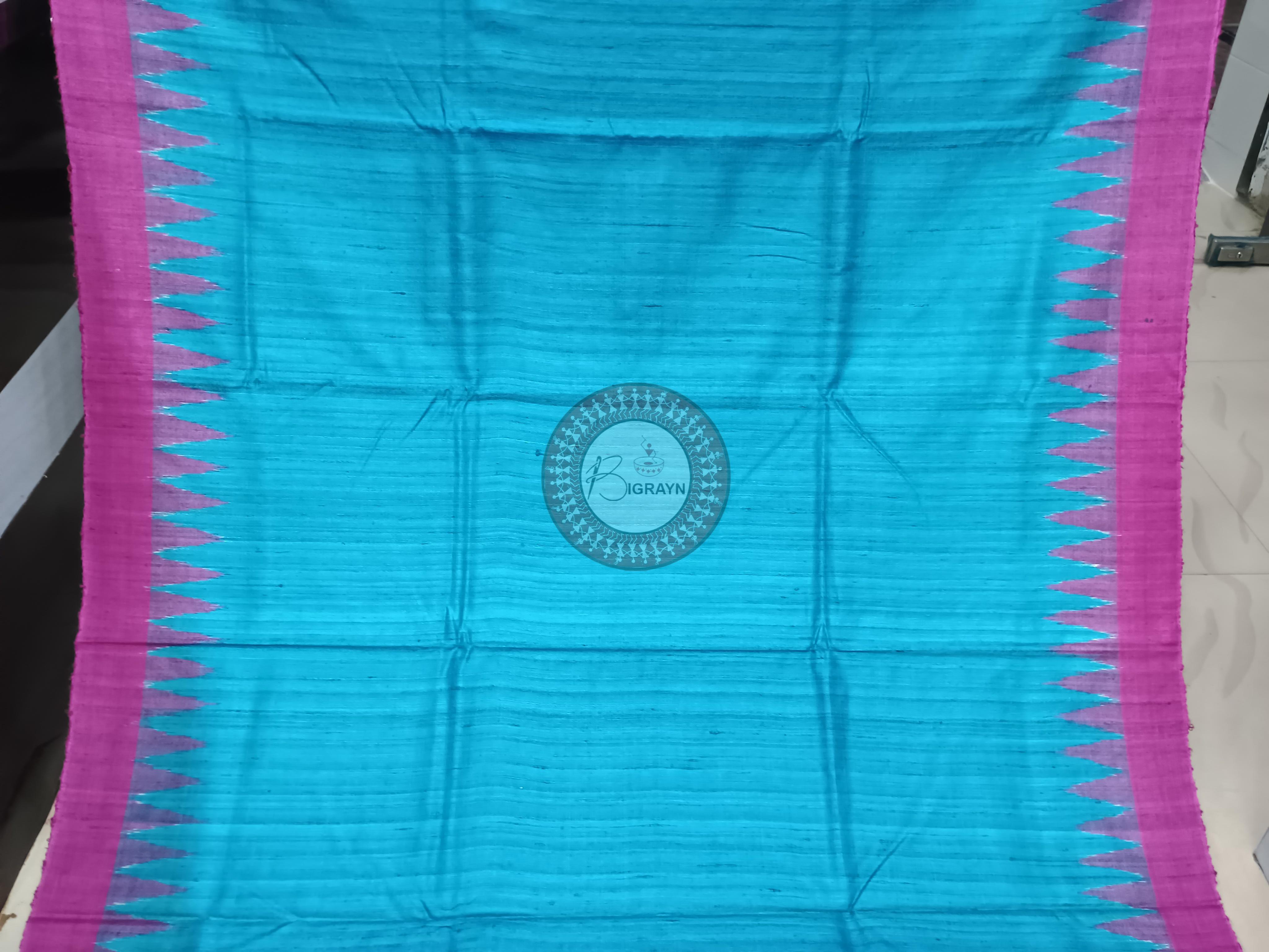 Turquoise Magenta Ghichha Gopalpur Tussar Silk Saree