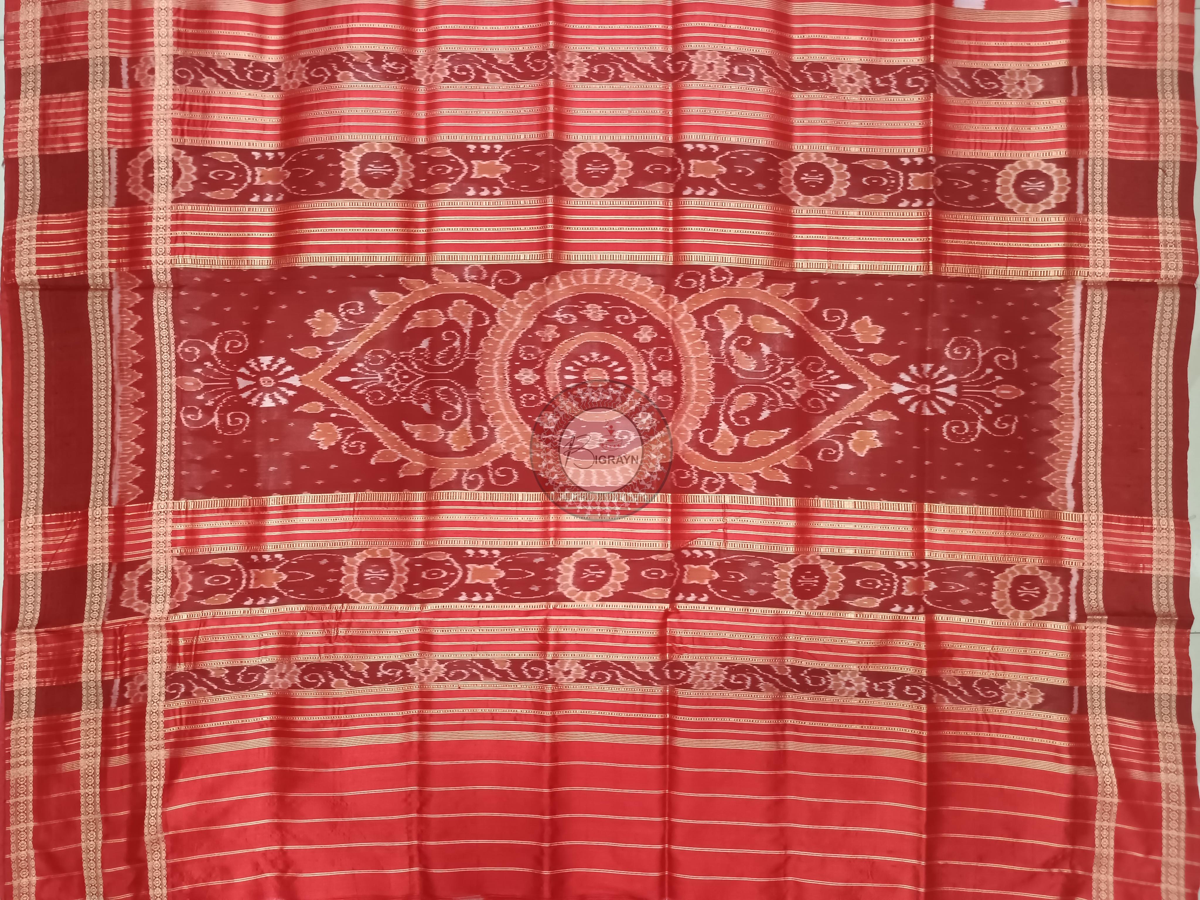 Red Cross Pasapali Khandua Silk Saree