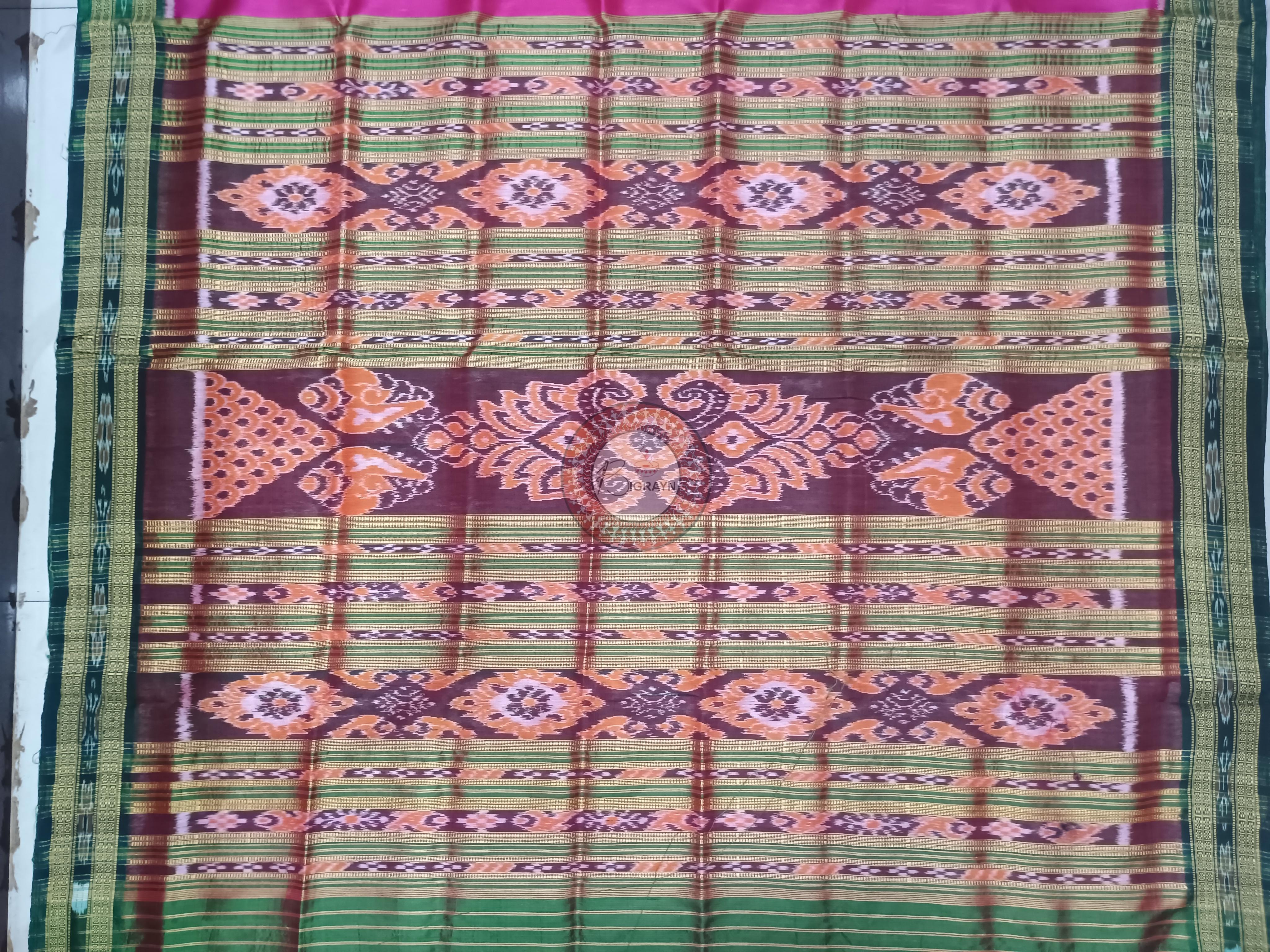 Magenta Green Tribal Khandua Silk Saree