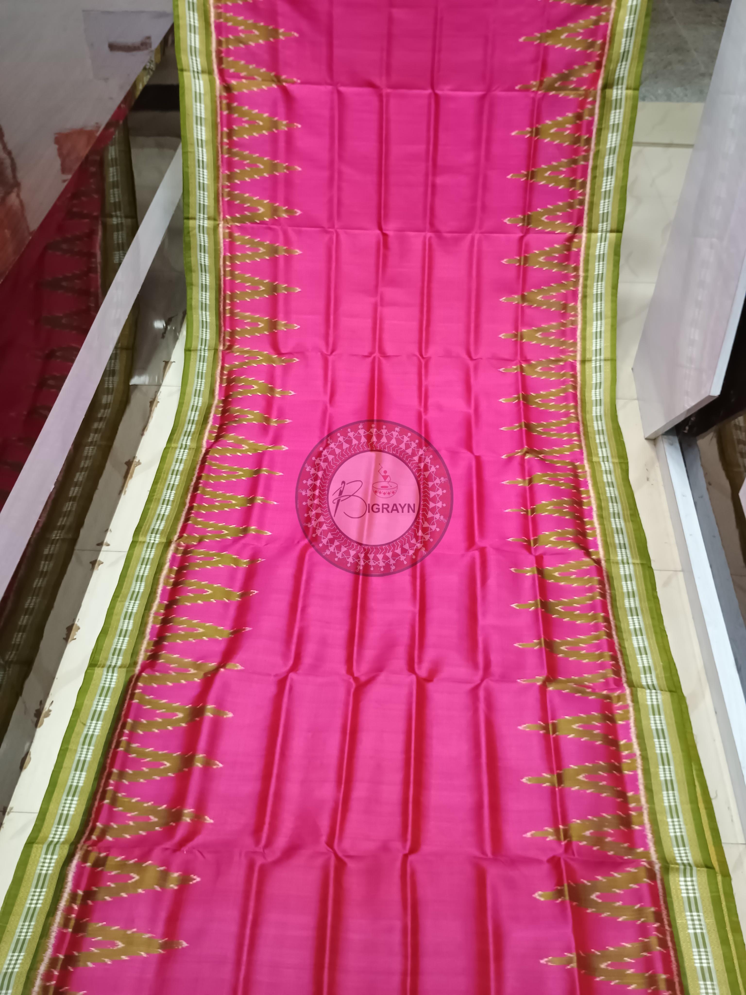 Magenta Mehendi Green Kumbha Khandua Silk Saree