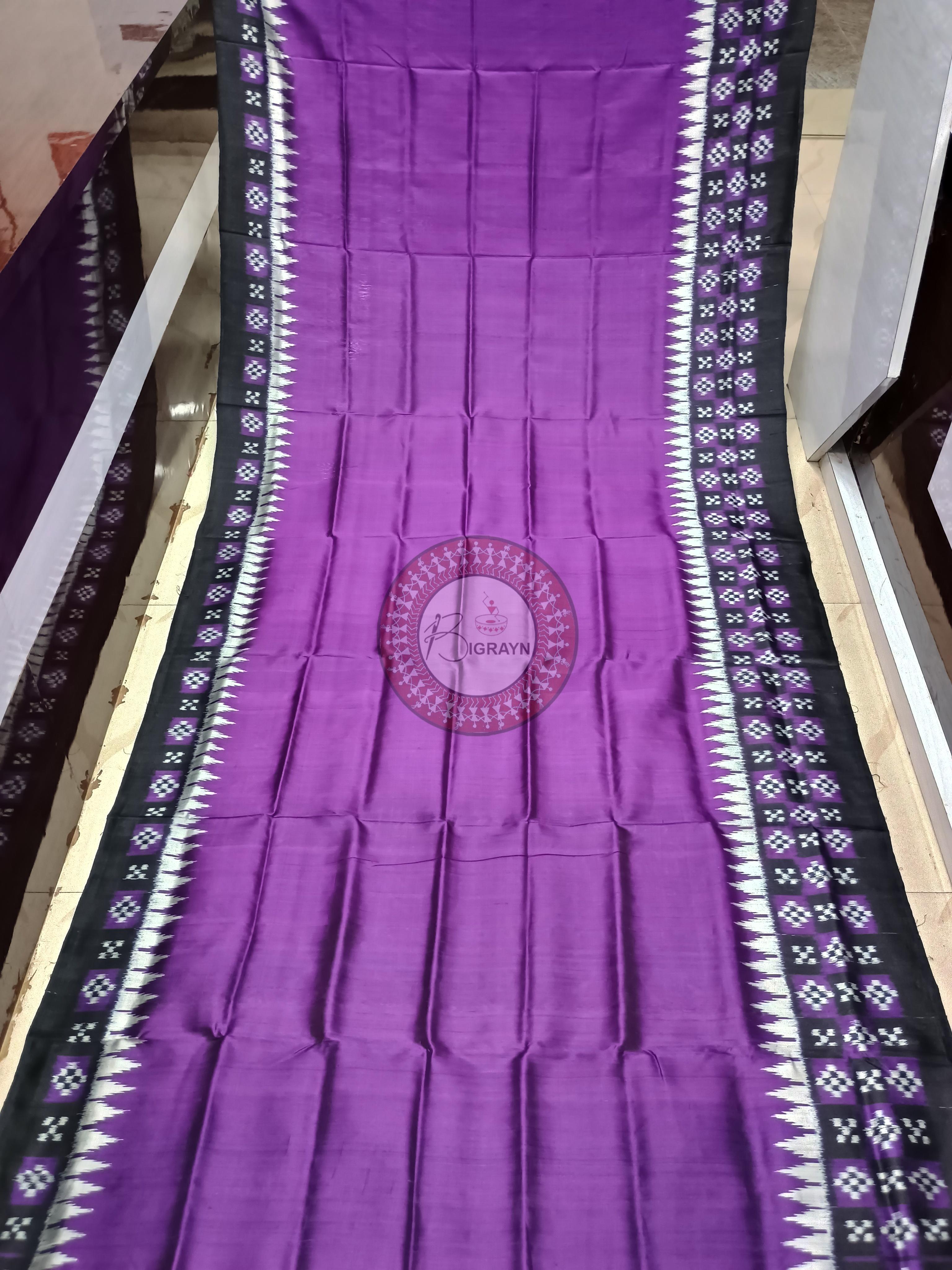 Purple Black Pasapali Border Khandua Silk Saree