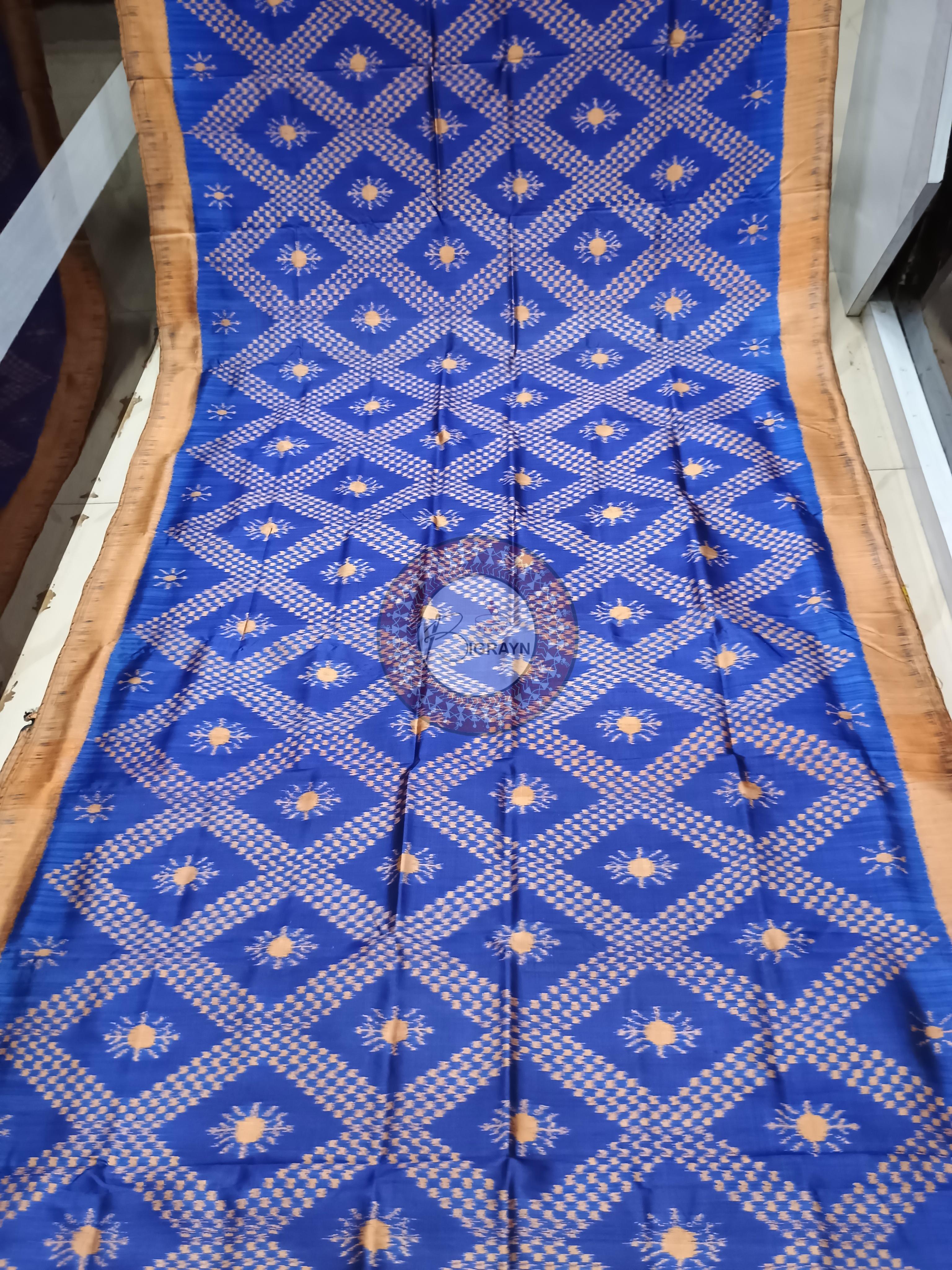 Blue Yellow Tarabali Design Khandua Silk Saree