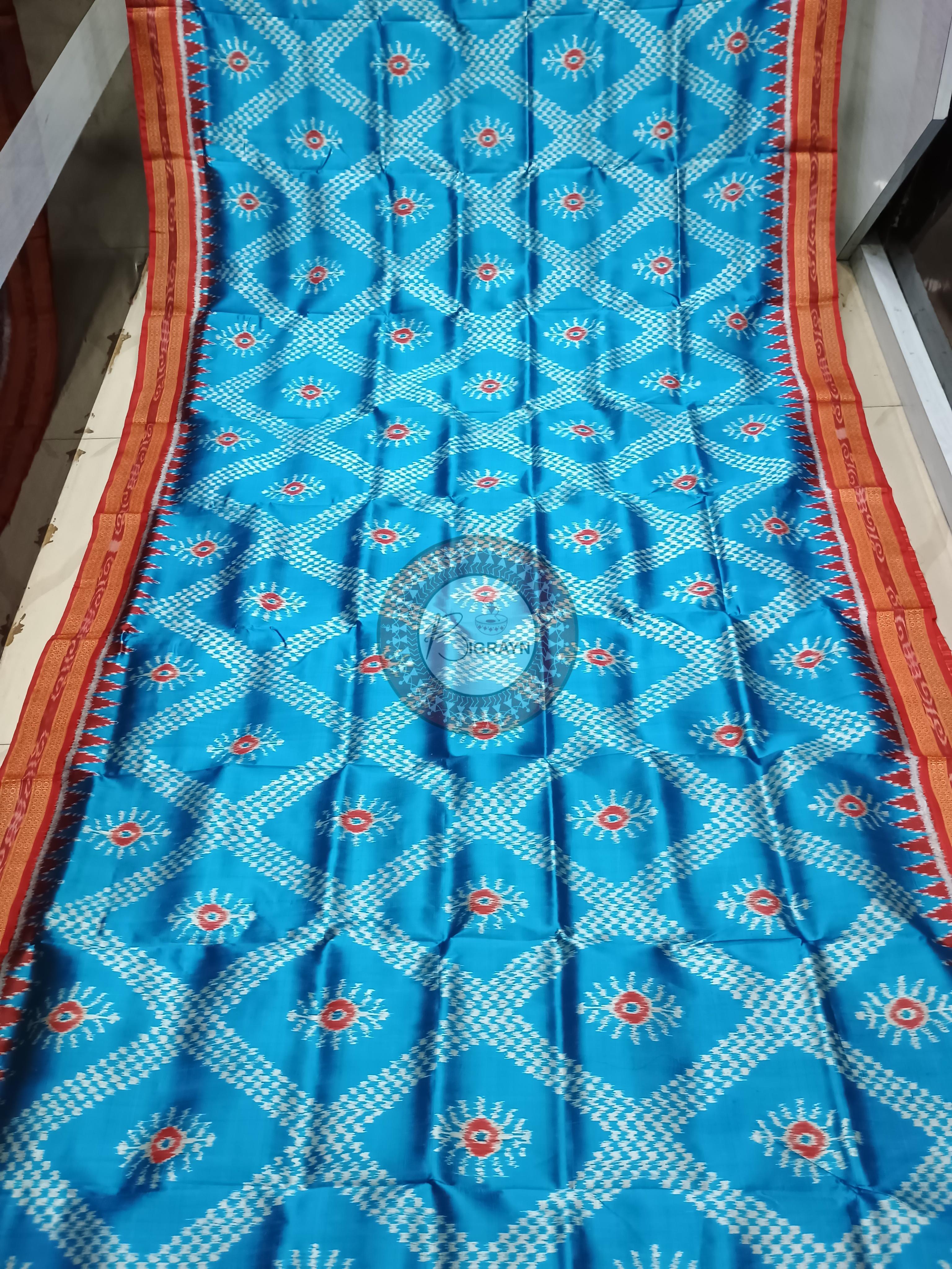 Copper Sulphate Maroon Tarabali Design Khandua Silk Saree