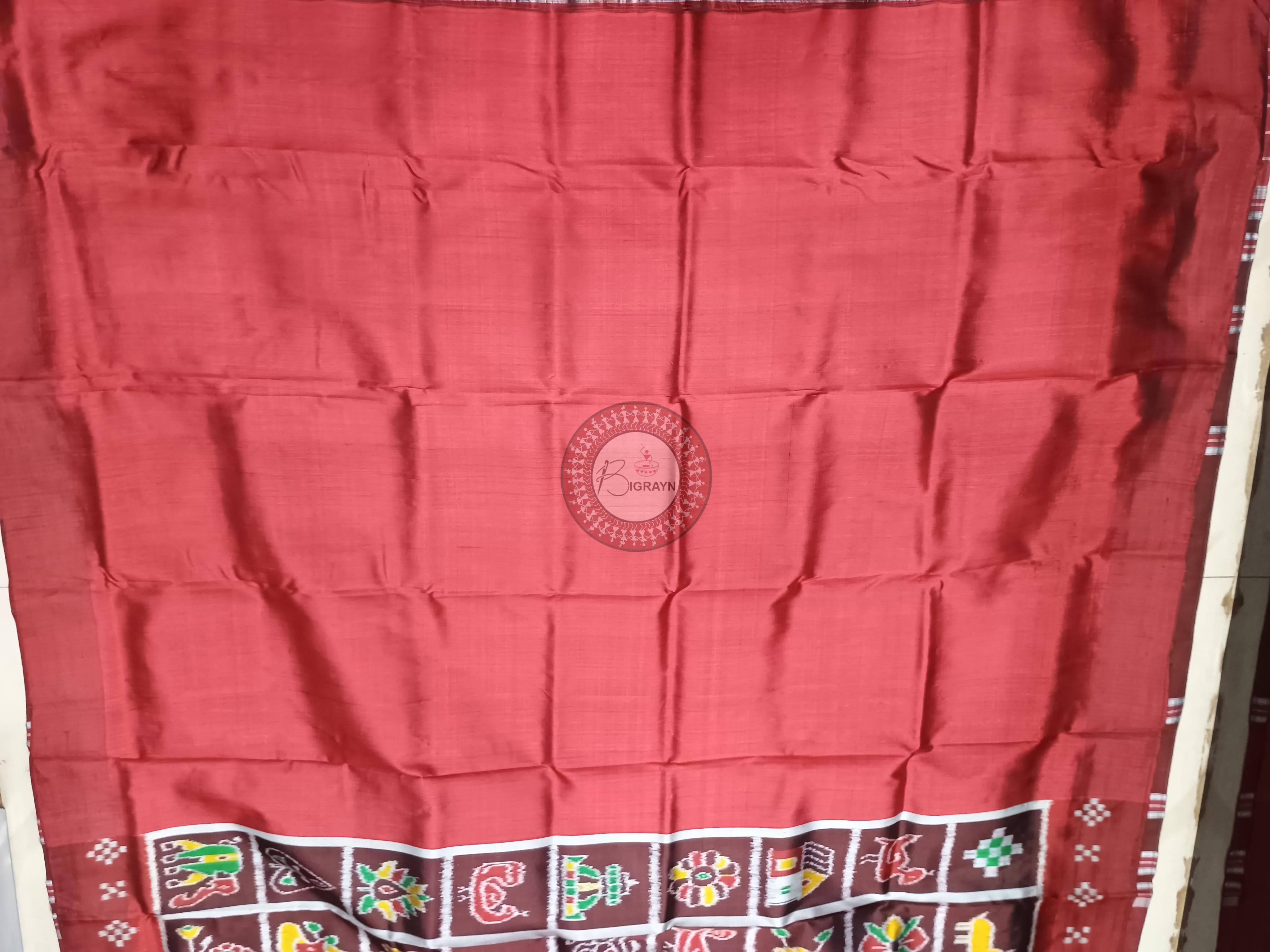 Coffee Maroon Nabakothi Design Khandua Silk Saree