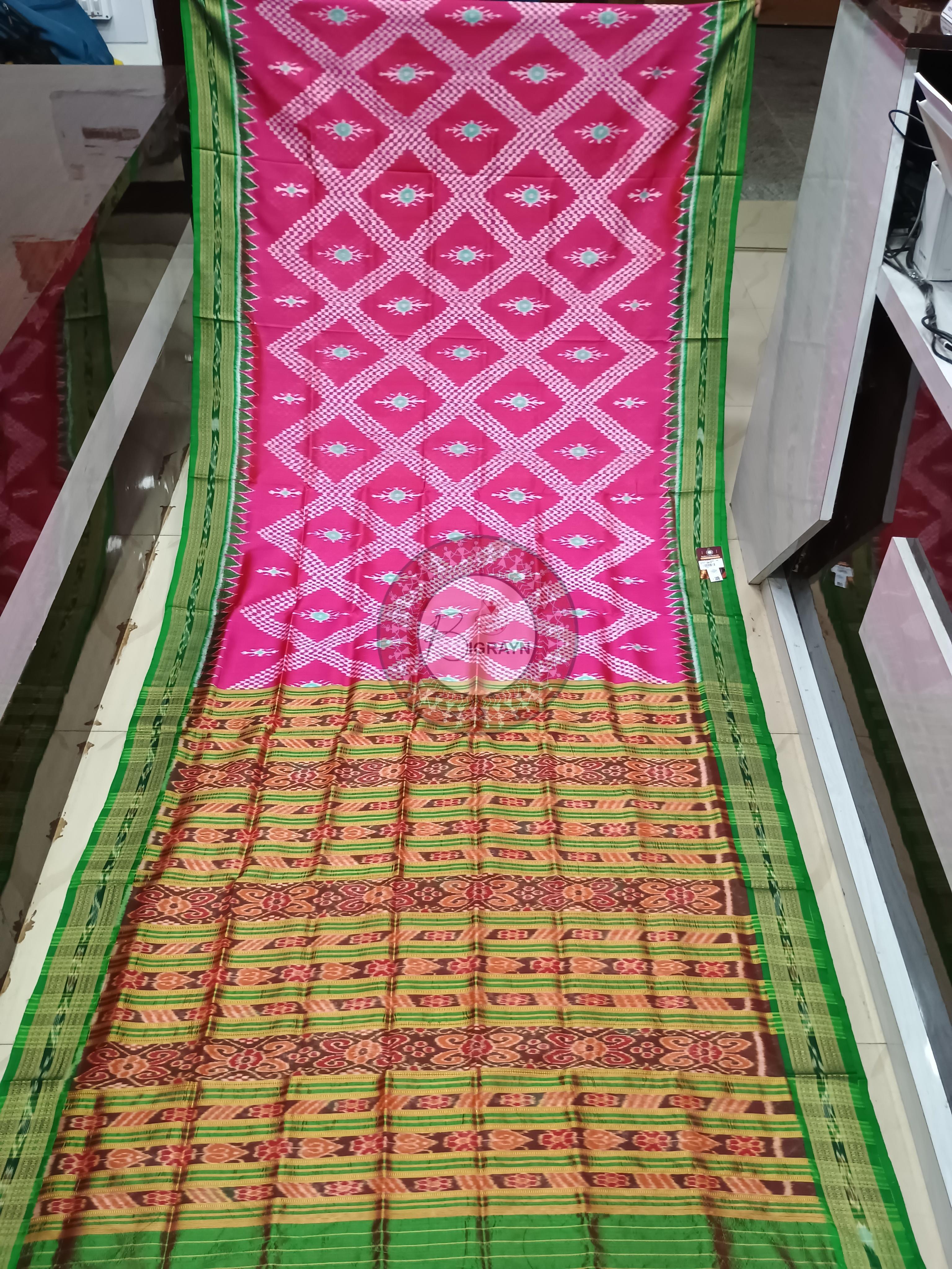 Magenta Green Tarabali Design Khandua Silk Saree